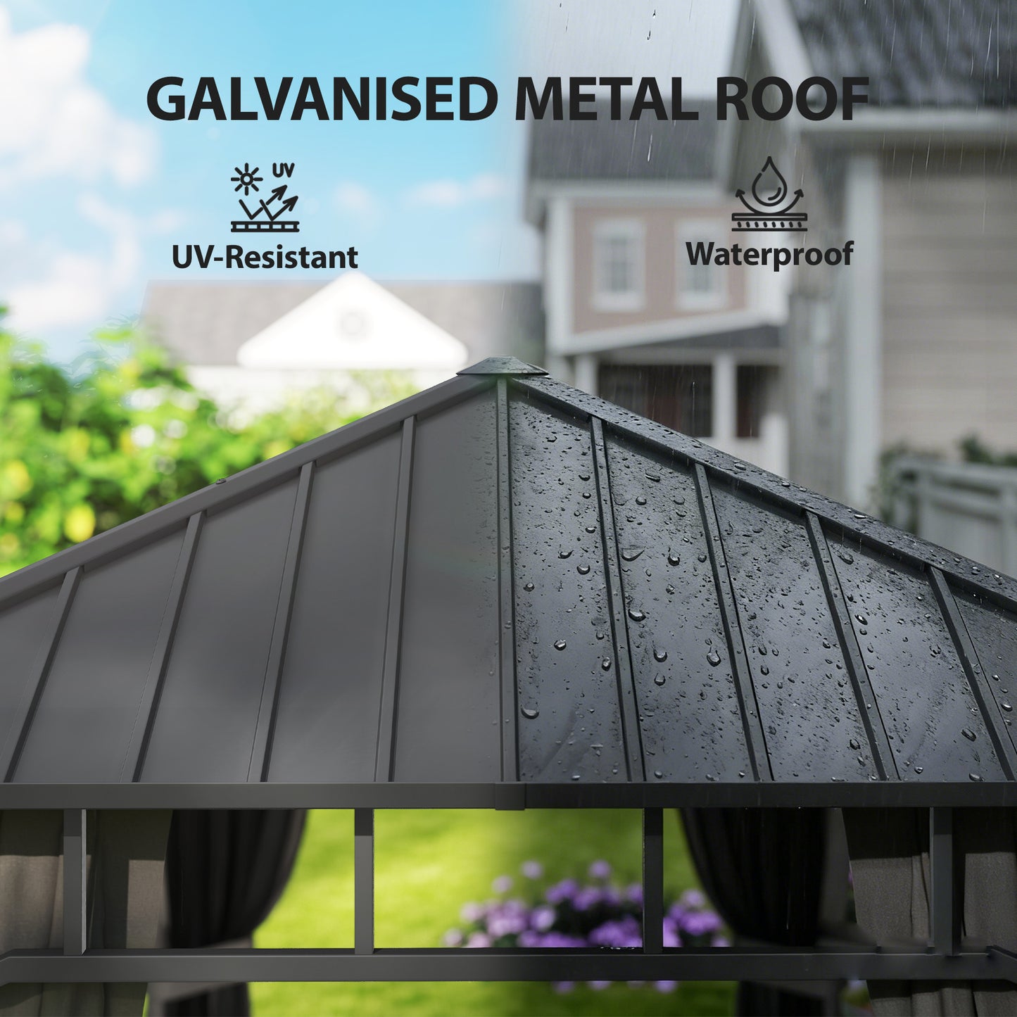 2 x 3.5 m Hardtop Gazebo with Galvanised Steel Roof