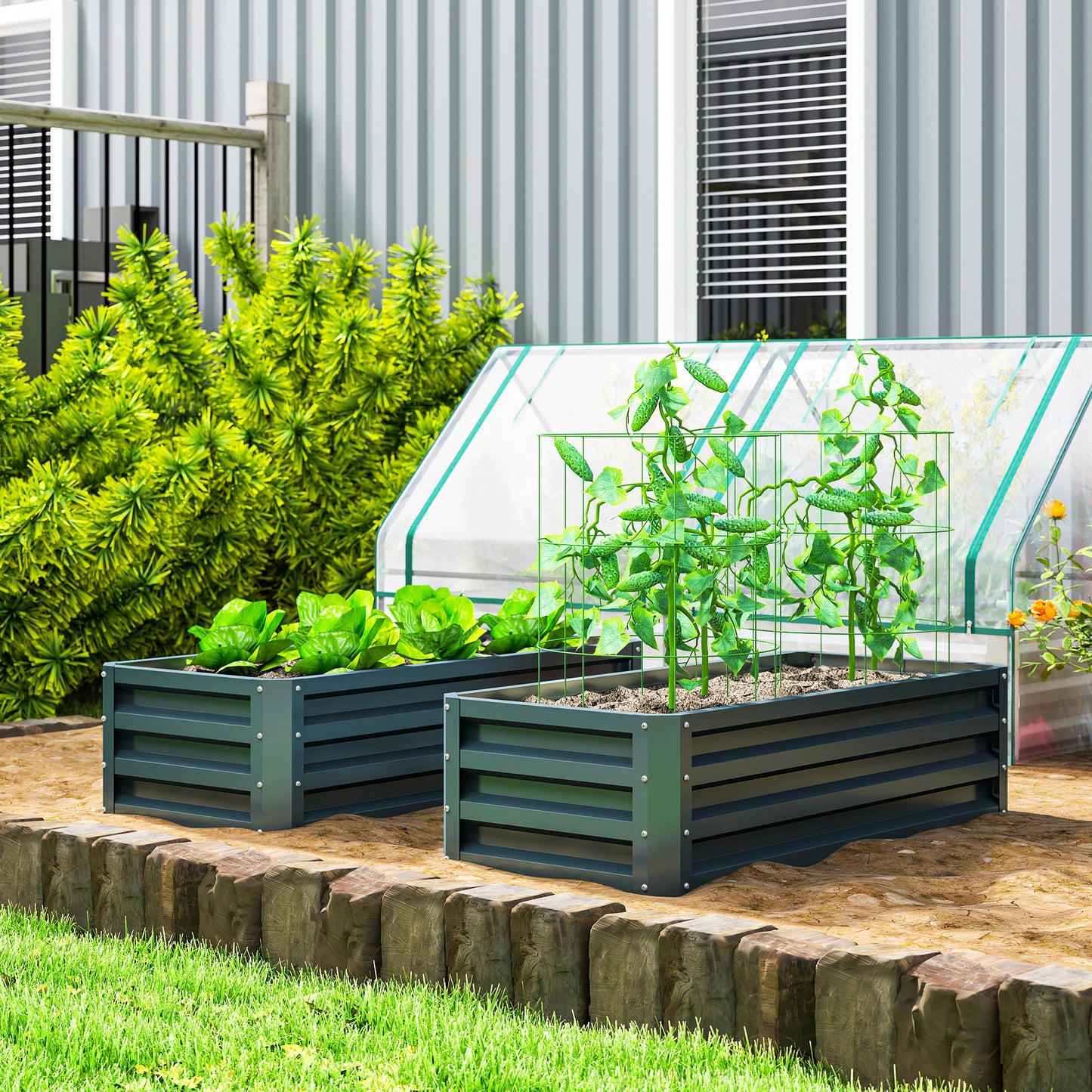 Set of Two 110 x 65cm Steel Planter Boxes