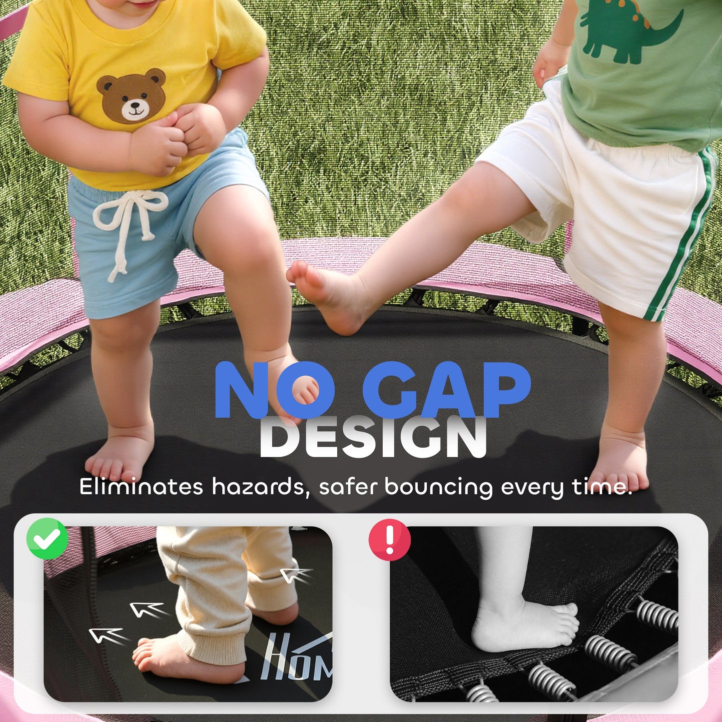 4.6FT/55" Kids Trampoline with Enclosure Net, Outdoor Indoor Use