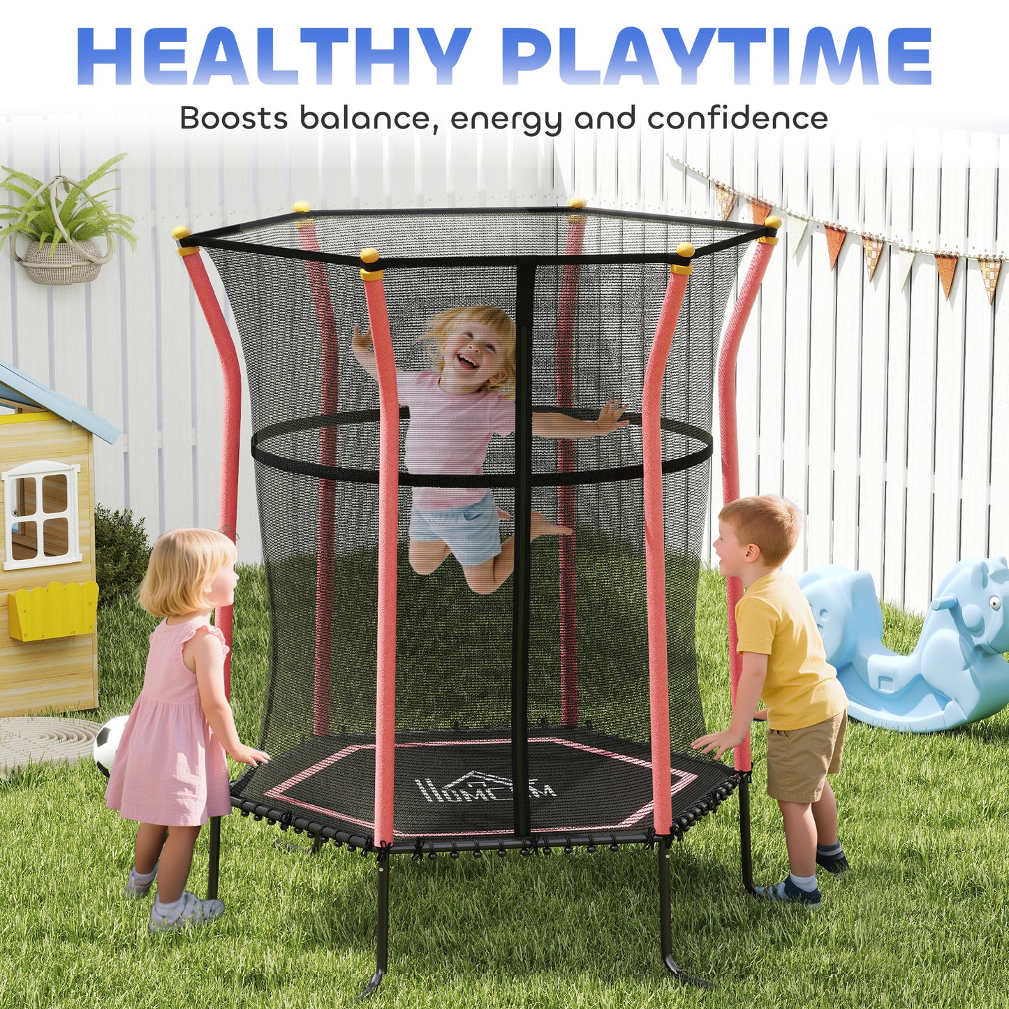 Kids Trampoline Mini Bouncer with Enclosure Safety Net