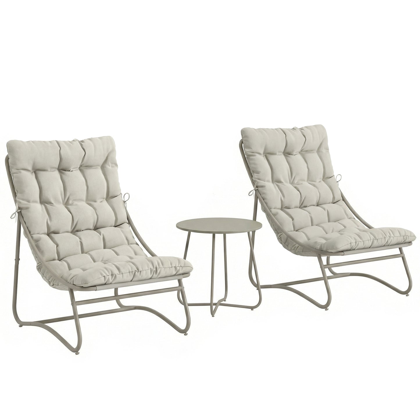3 Piece Garden Bistro Set, Round Outdoor Bistro Table and Chairs Set