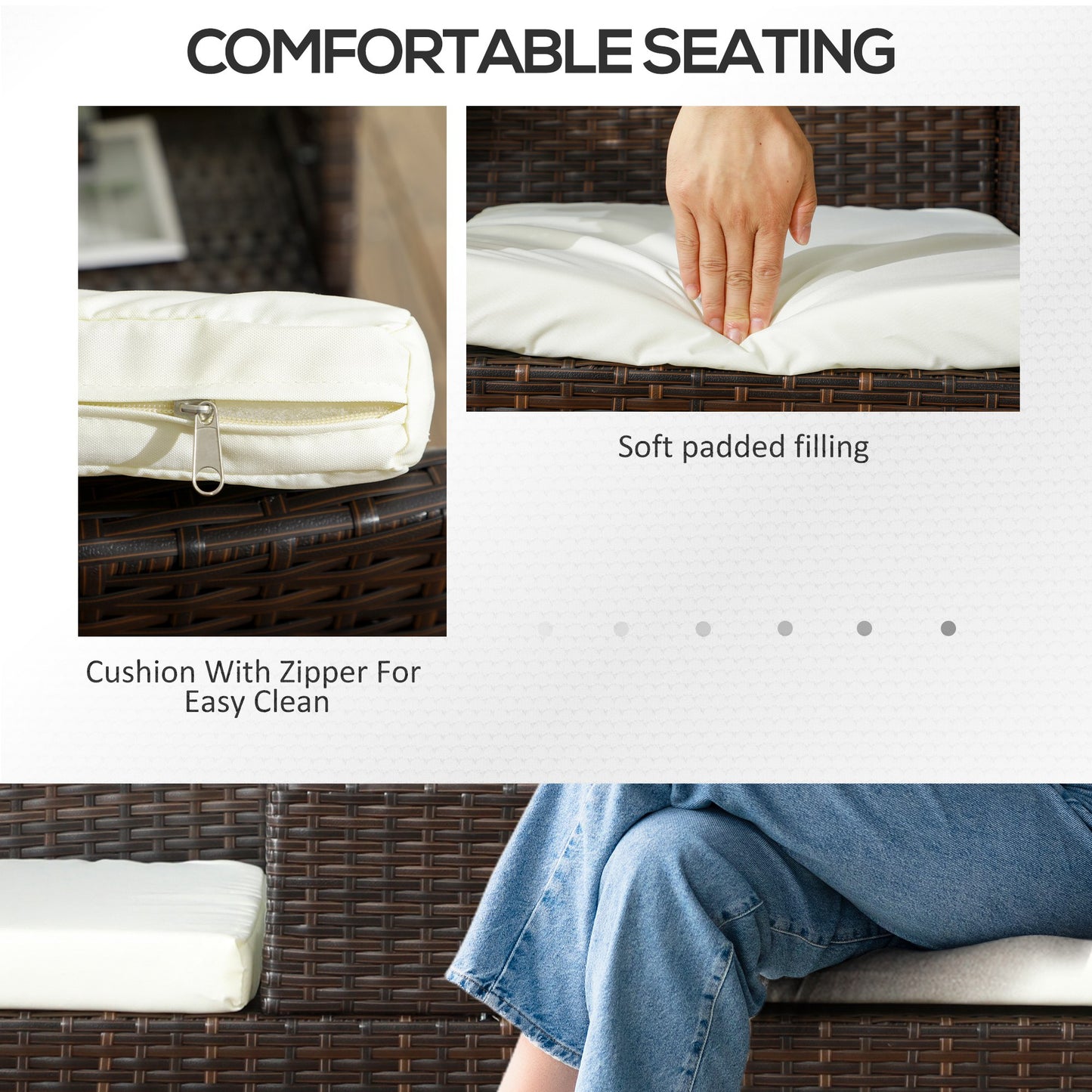 Two-Seat Rattan Chair, with Middle Table