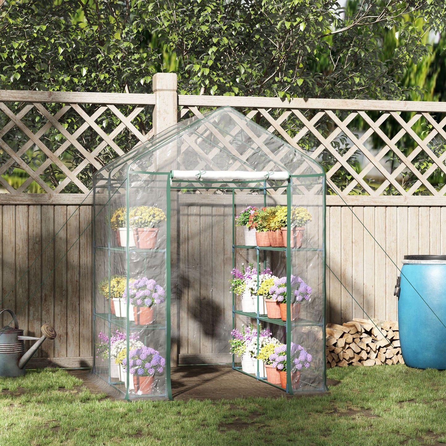 Walk in Greenhouse with 3-Tier 8 Shelves