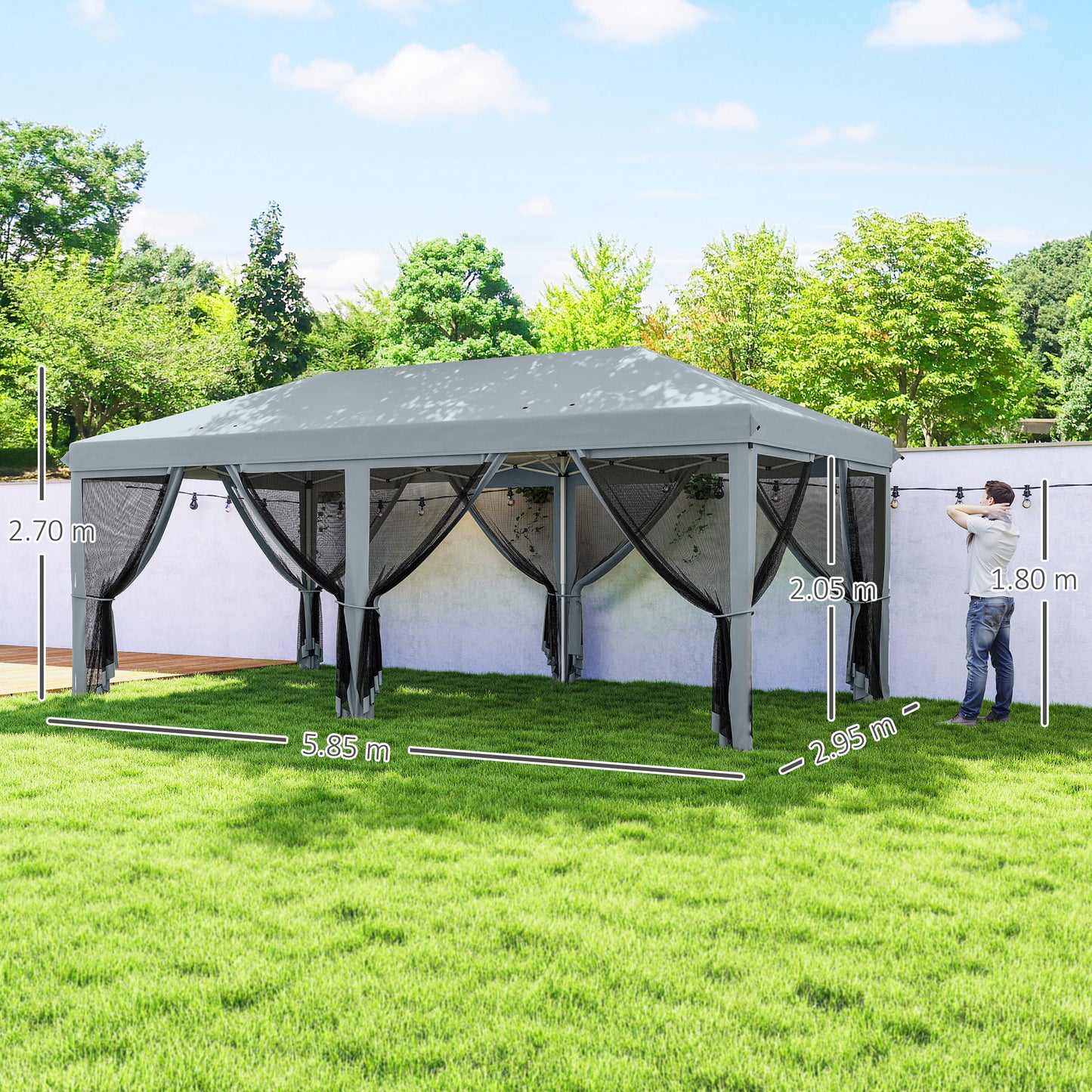 3 x 6m Pop Up Gazebo, Outdoor Canopy Shelter