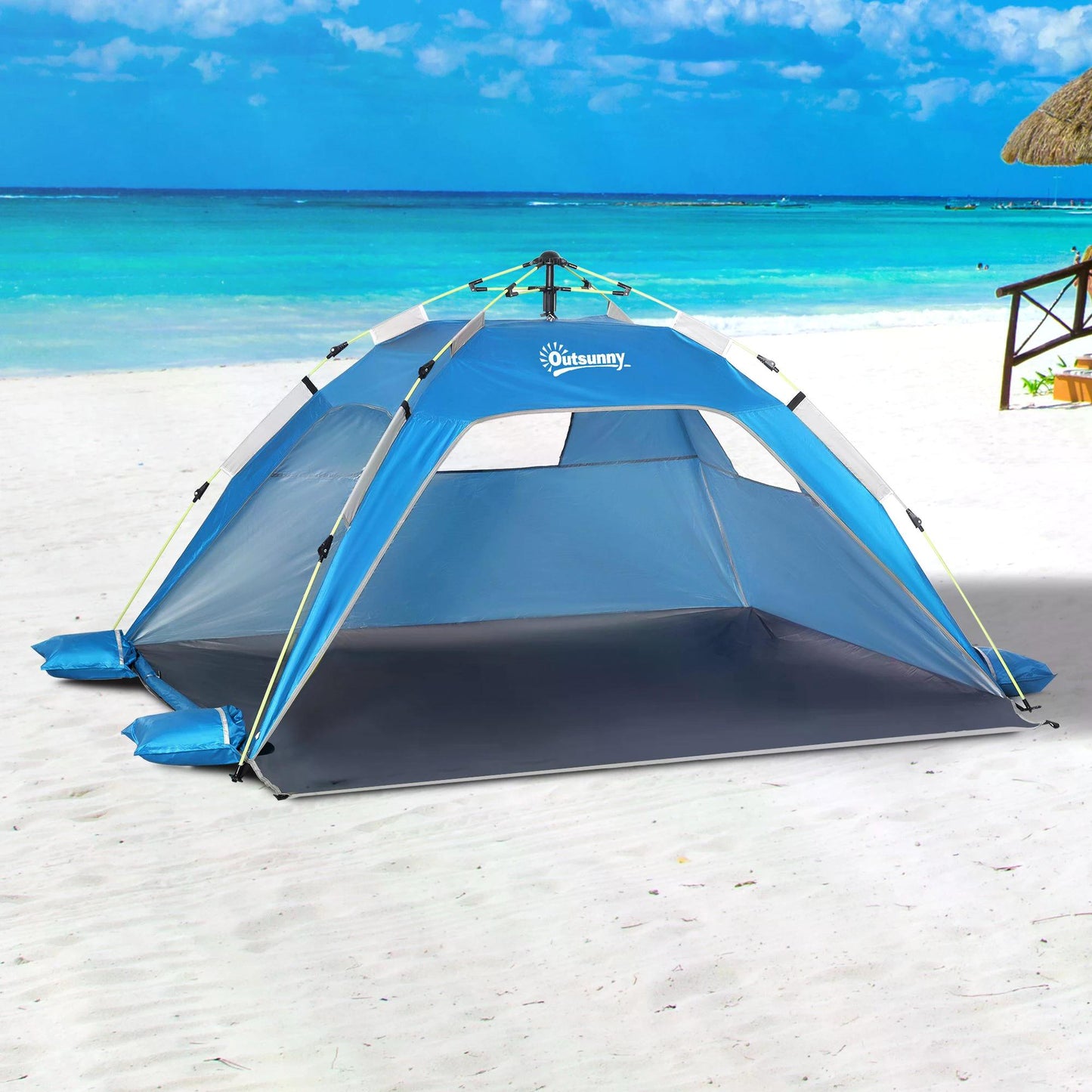 Beach Tent for 1-2 Person Pop-up Design with 2 Mesh Windows & 2 Doors
