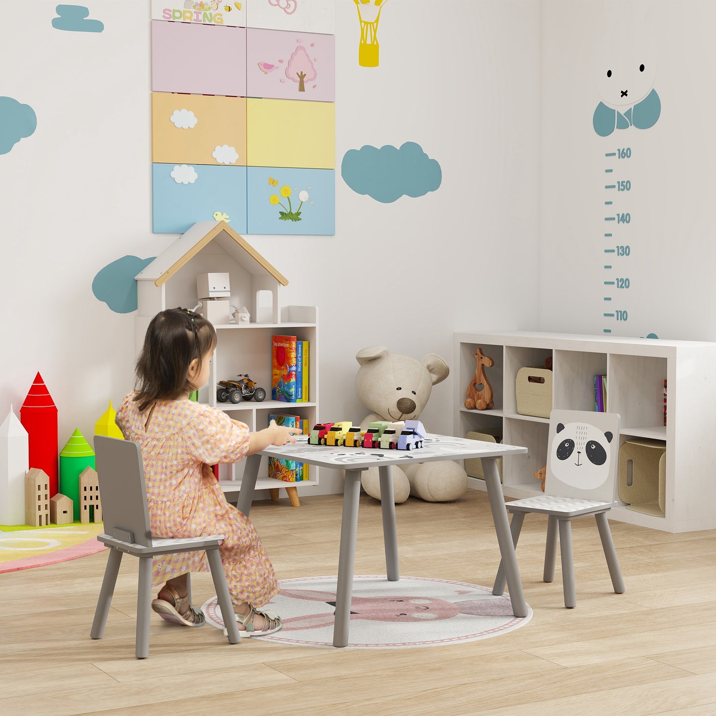 Kids Table and Chair Set, Toddler Table with 2 Chairs