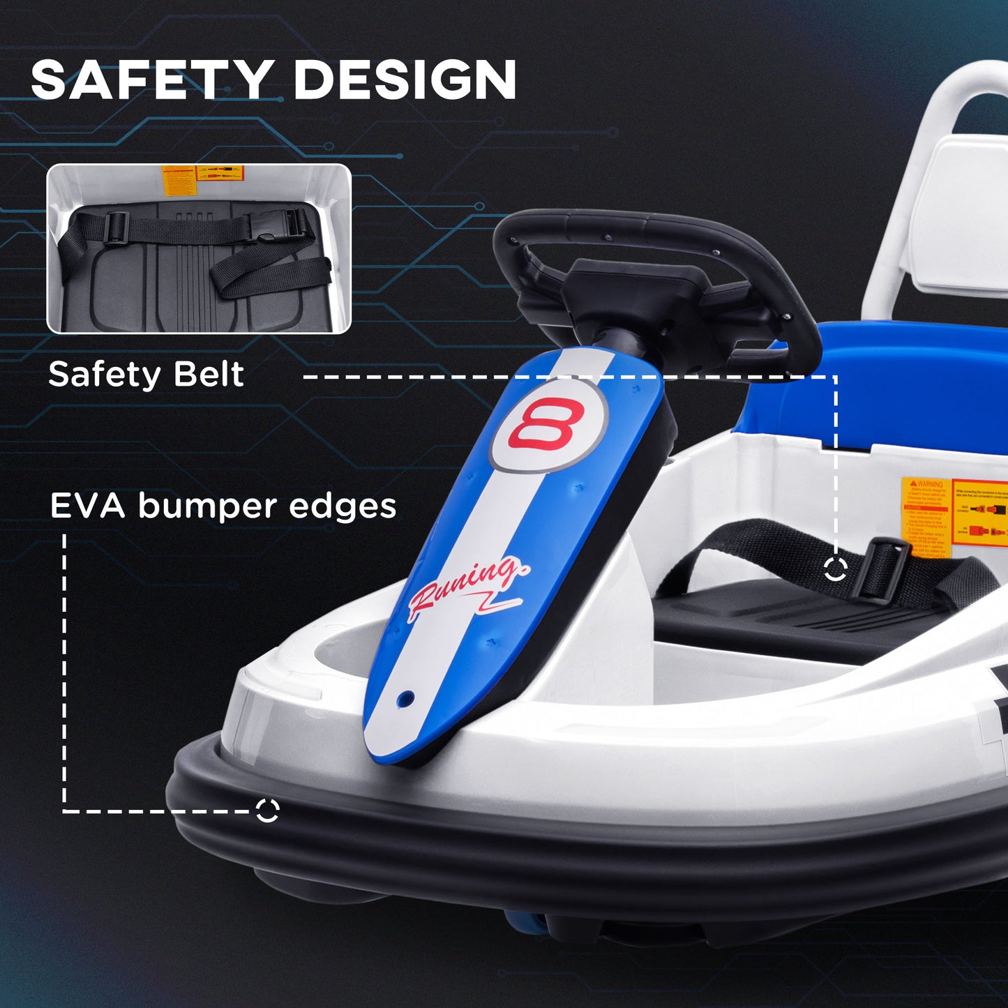 6V Electric Kids Bumper Car, 6V Spin Waltz Car, with Music, Horn