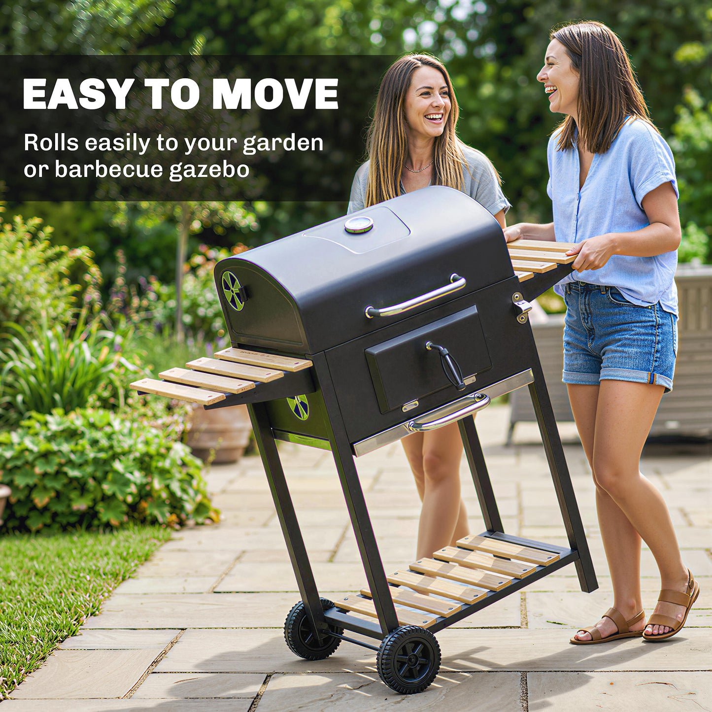 Charcoal BBQ Grill with Height Adjustable Charcoal Pan