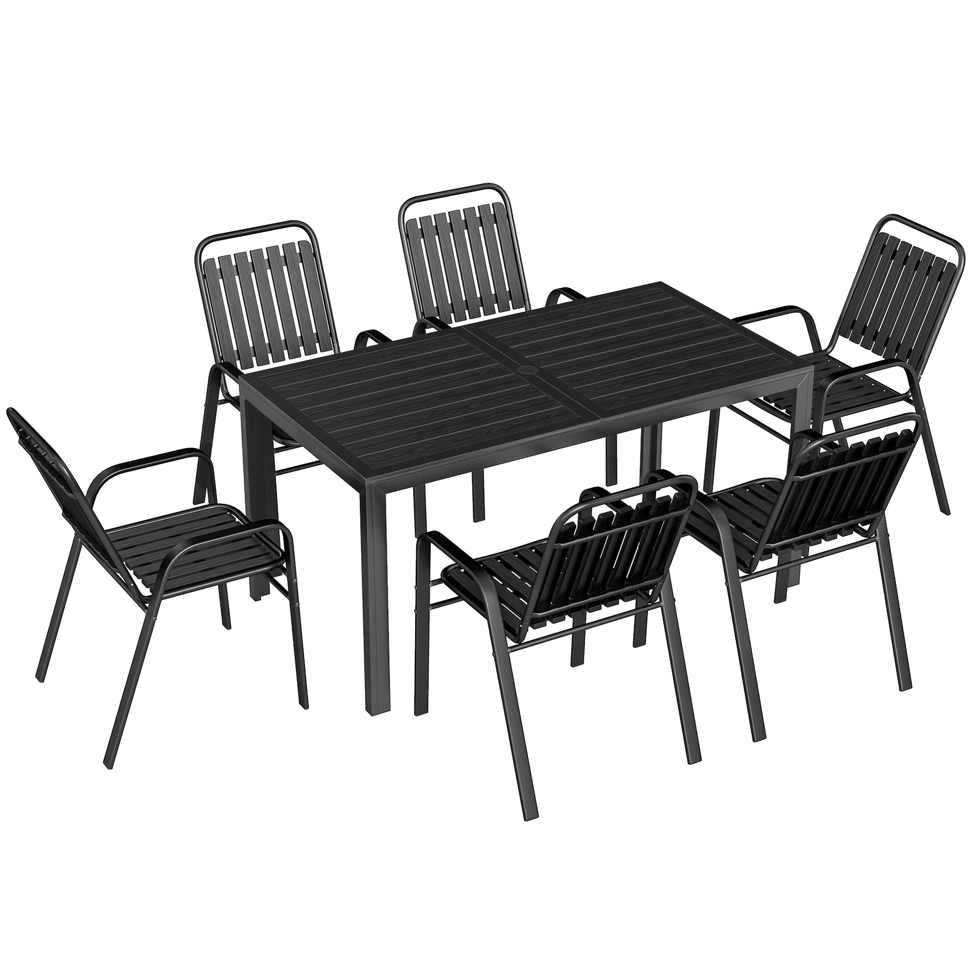 7 Pieces Outdoor Dining Set with Umbrella Hole