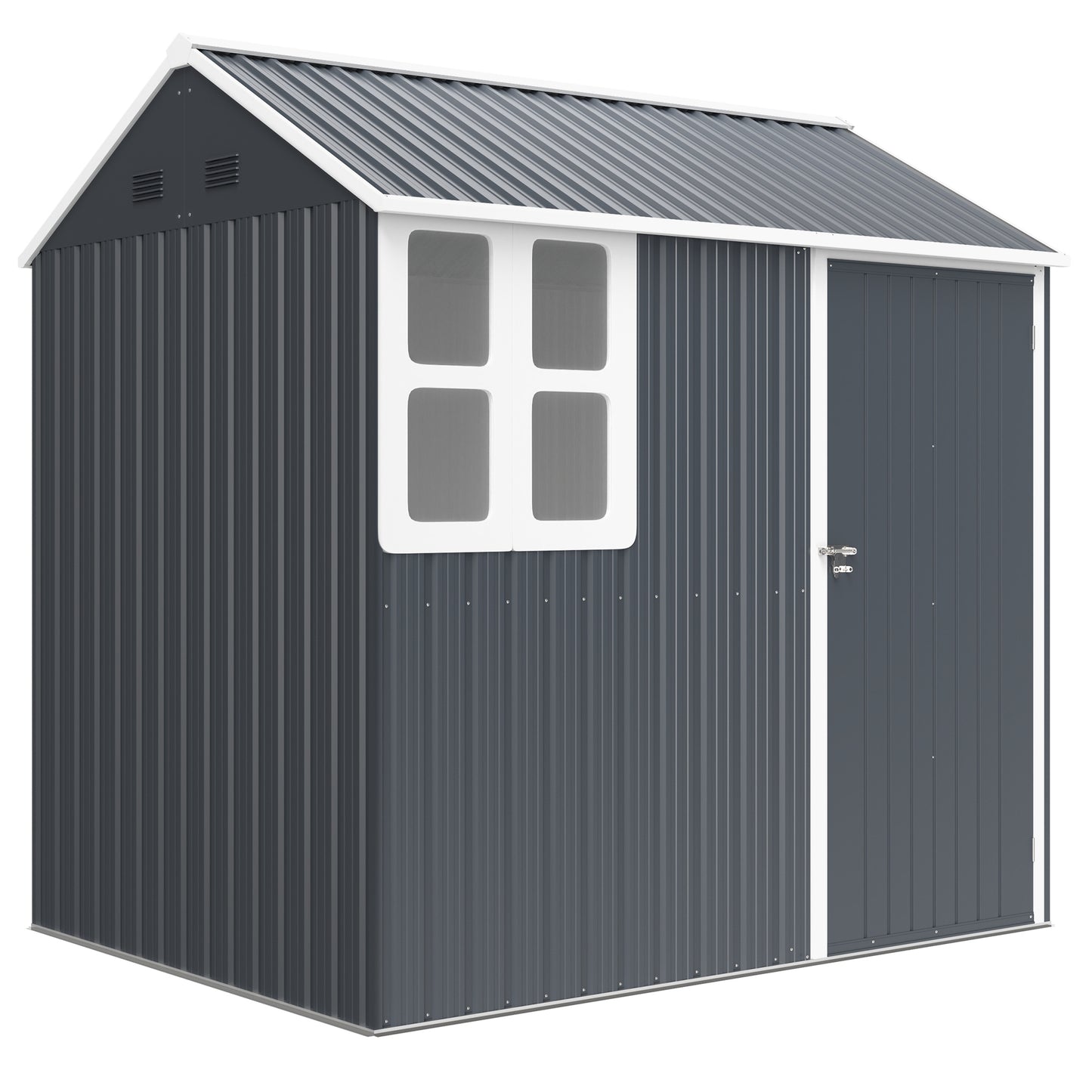 7 x 6ft Galvanised Garden Shed with Latch and Galvanised Steel Frame