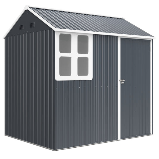 7 x 6ft Galvanised Garden Shed with Latch and Galvanised Steel Frame