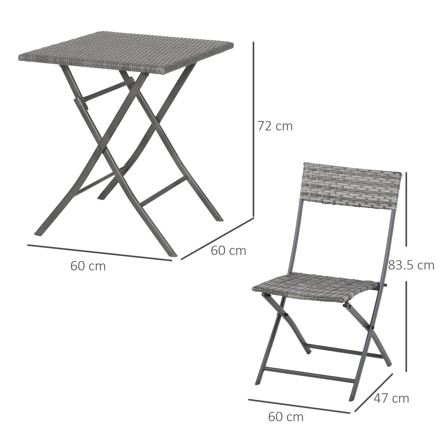 2-Seater Chair Bistro Set Garden Patio Table & Chair Black Rattan