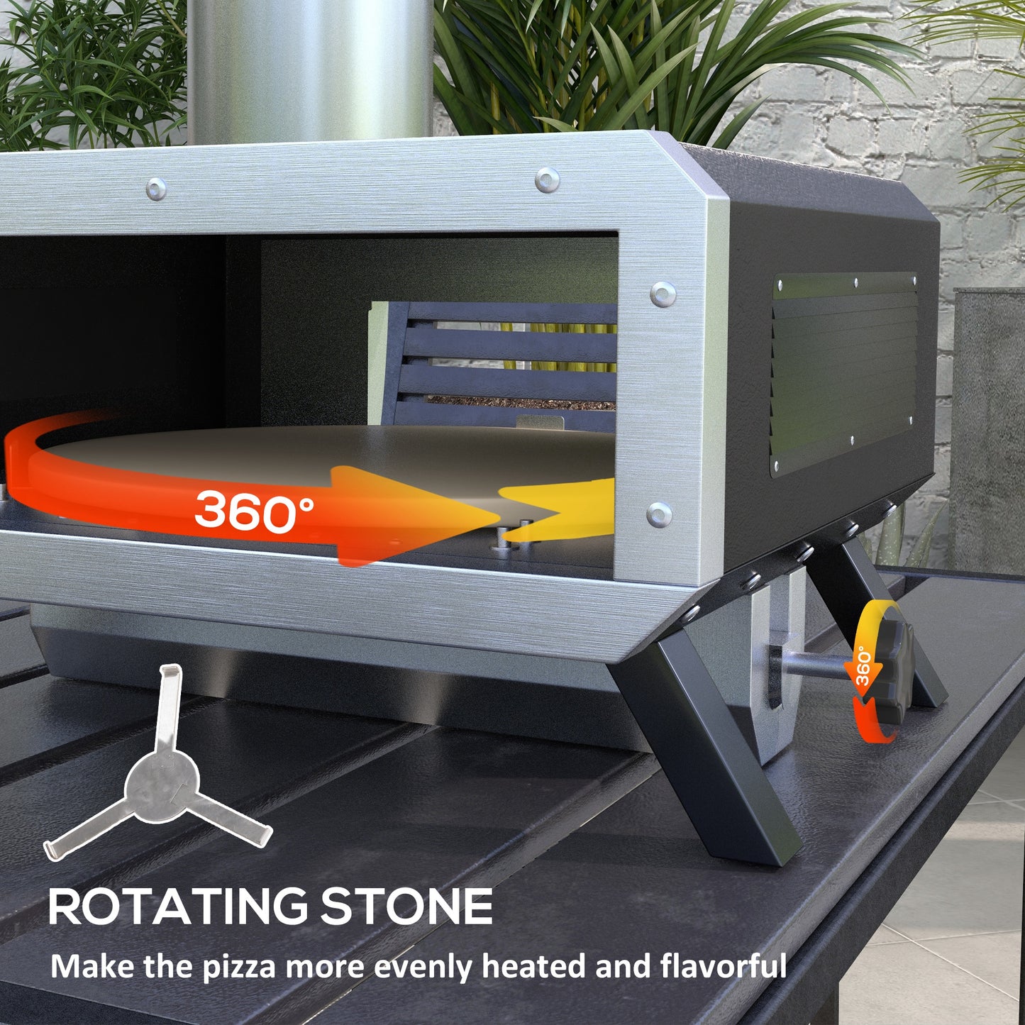 Portable Wood Pellet Pizza Oven with 12" / 30cm Rotating Pizza Stone