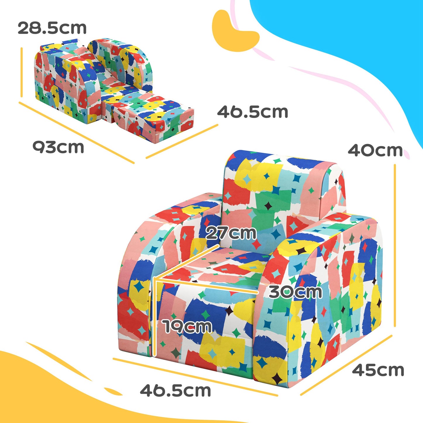 Foldable Toddler Chair Soft Snuggle Sponge Filled