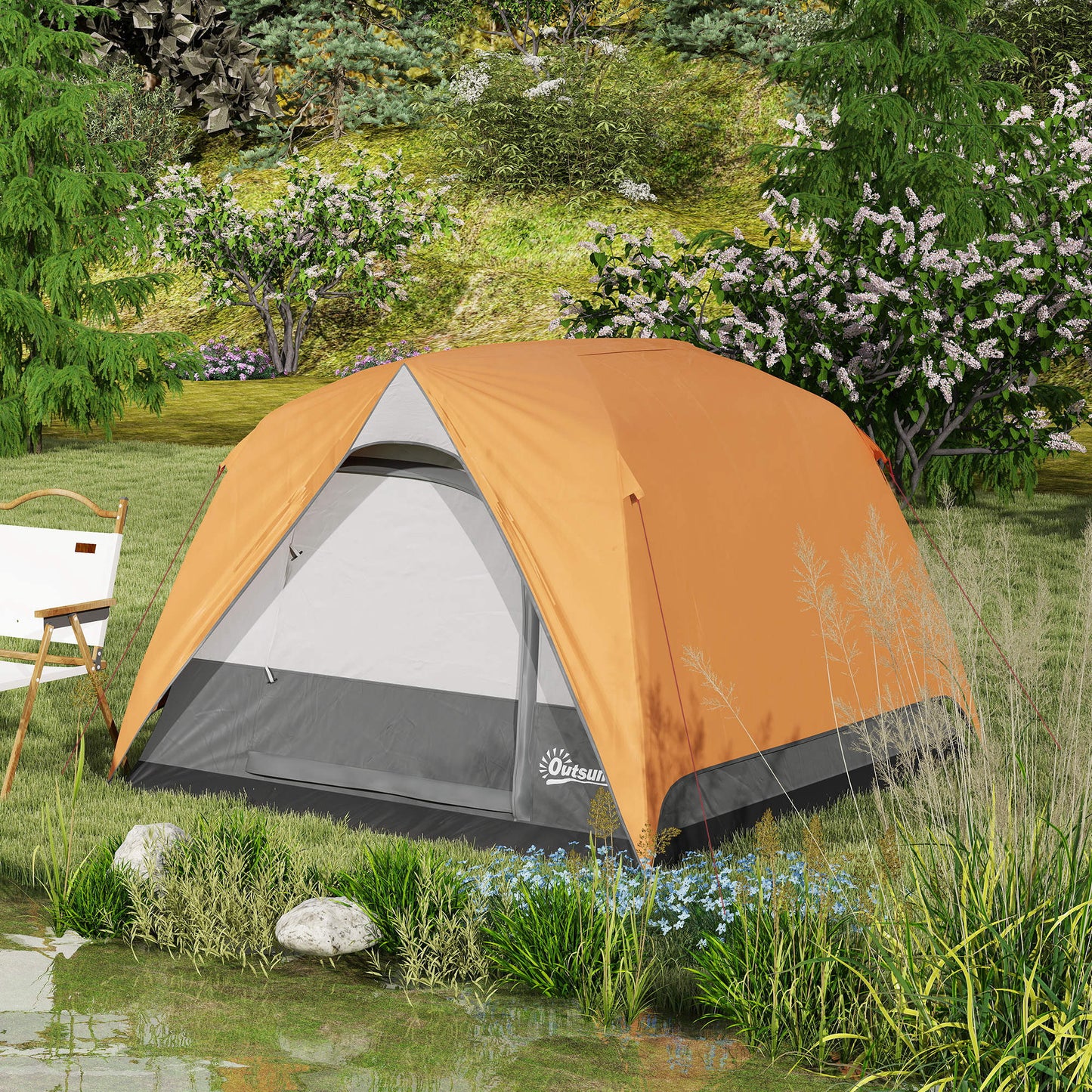 3-4 Person Camping Tent, Easy Set Up Waterproof Dome Tent