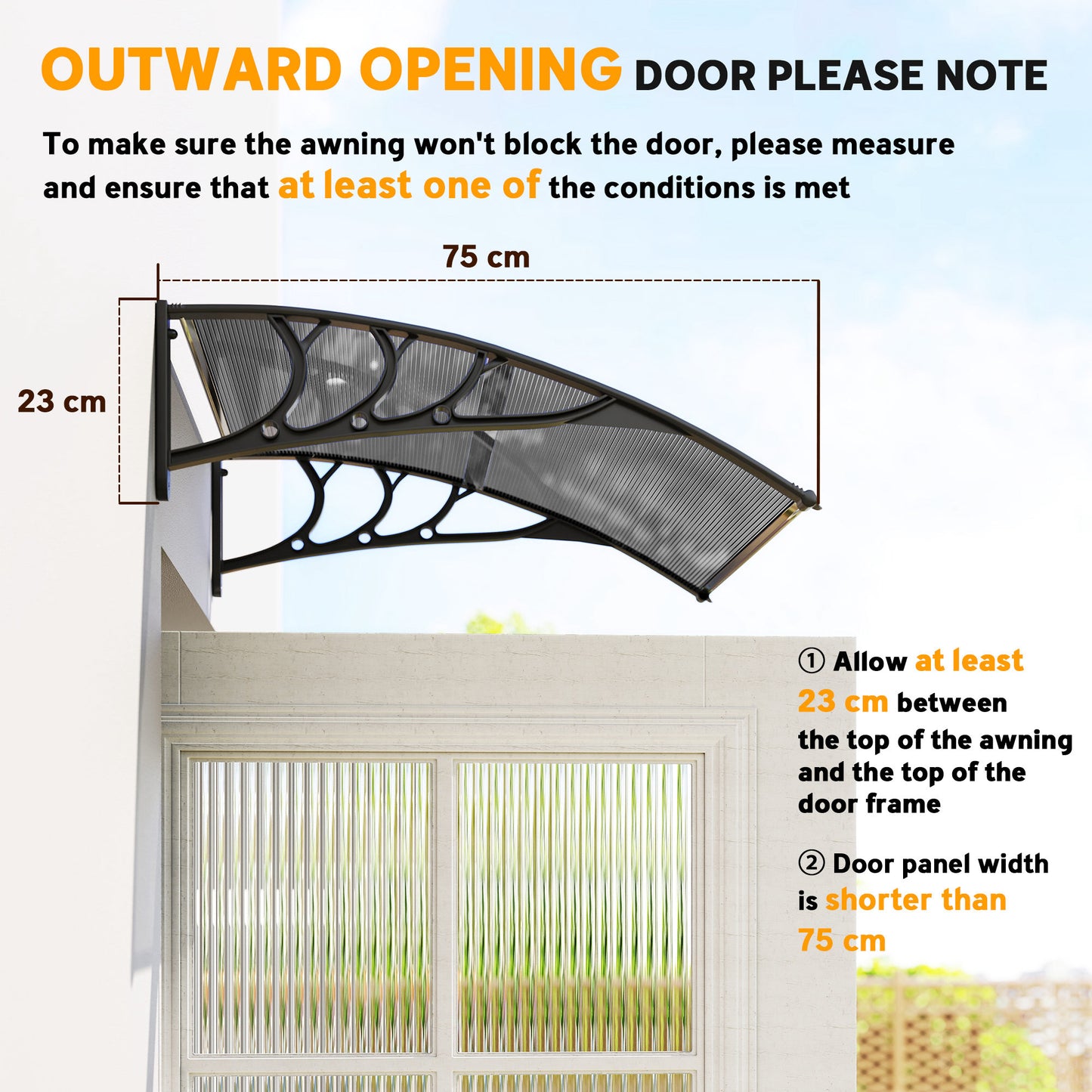 Front Door Canopy Outdoor Awning Aluminium Rigid Plastic (2)
