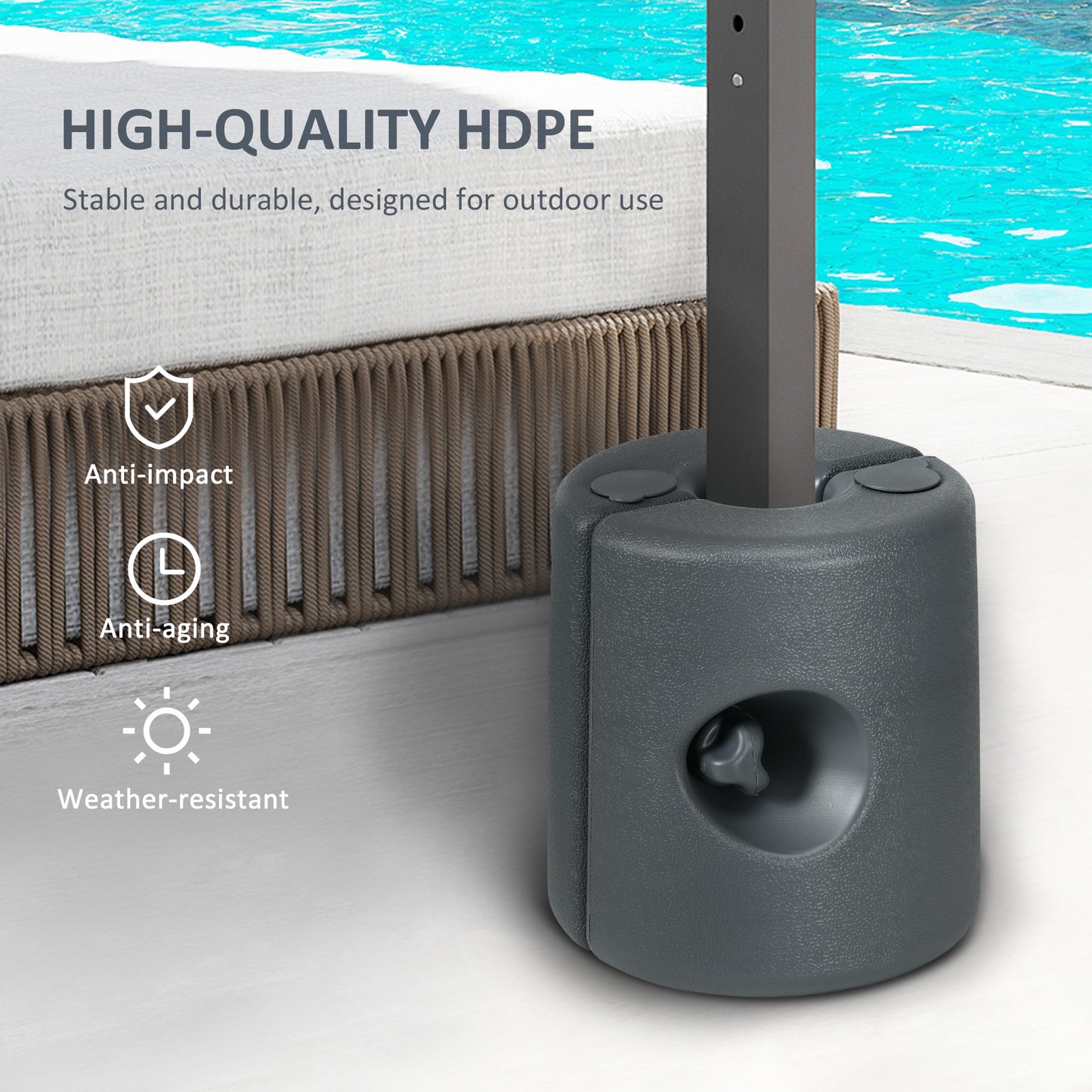 HDPE Tent Weights Set of 4, Canopy Weights, Fill with Water or Sand