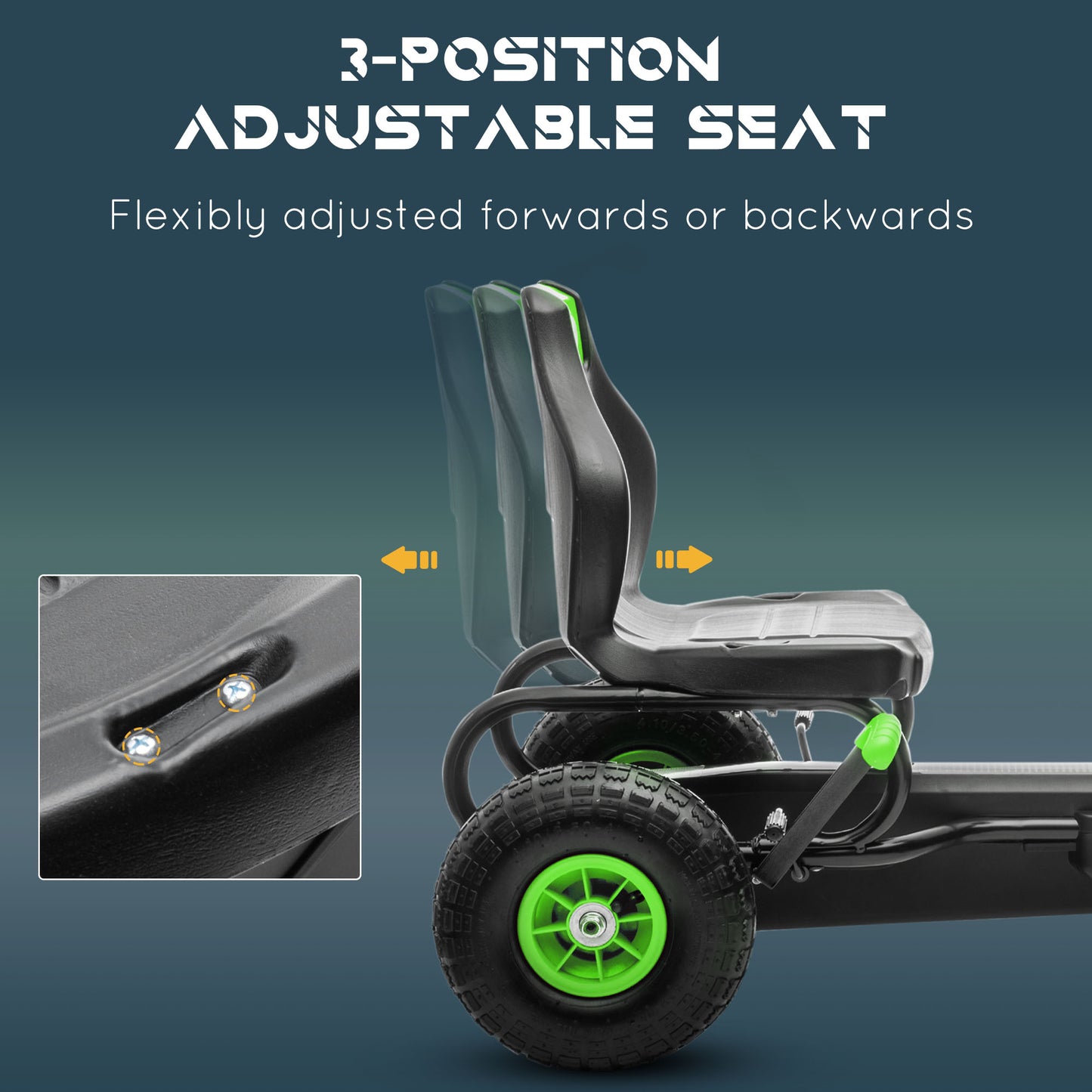 Kids Pedal Go Kart, with Adjustable Seat, Inflatable Tyres