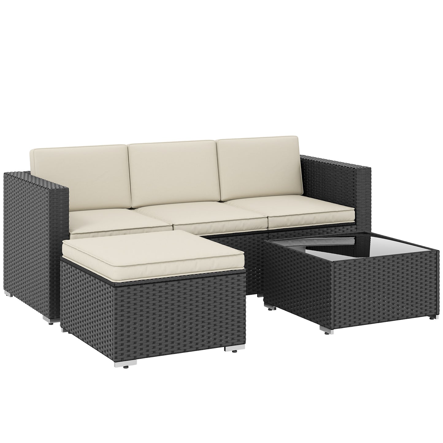 3 Pieces Garden Furniture Set w/ Cushions