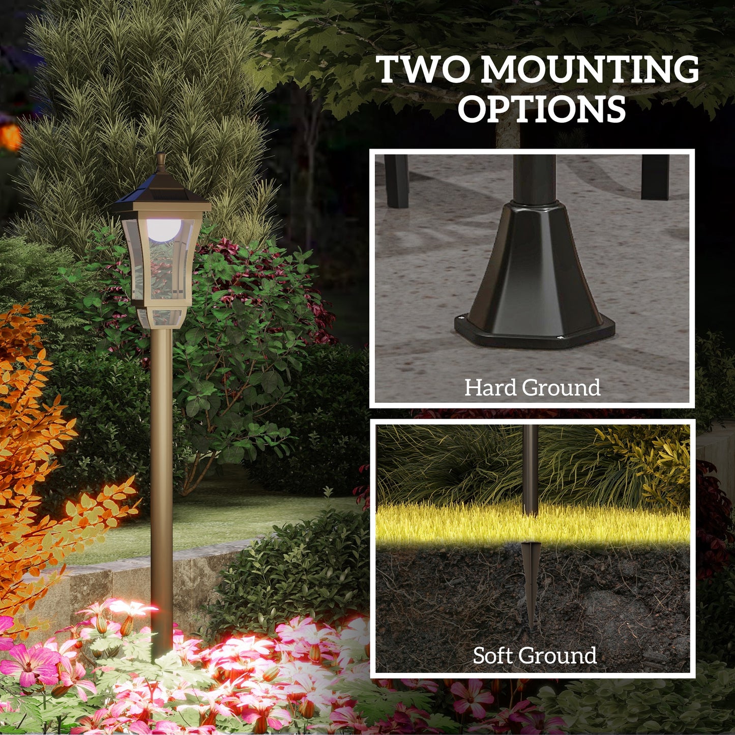 1.3 m Garden Lamp Post Light, LED Outdoor Solar Post Lights