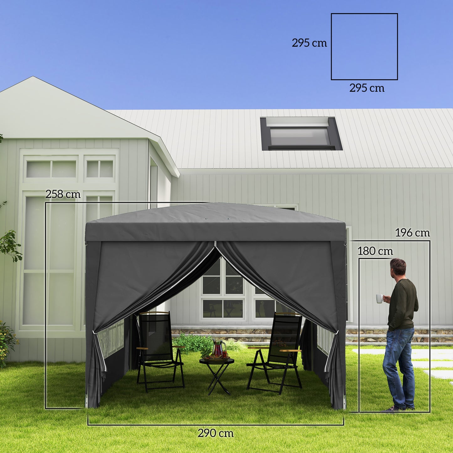 3 x 3 m Garden Pop Up Gazebo, Wedding Party Tent Marquee