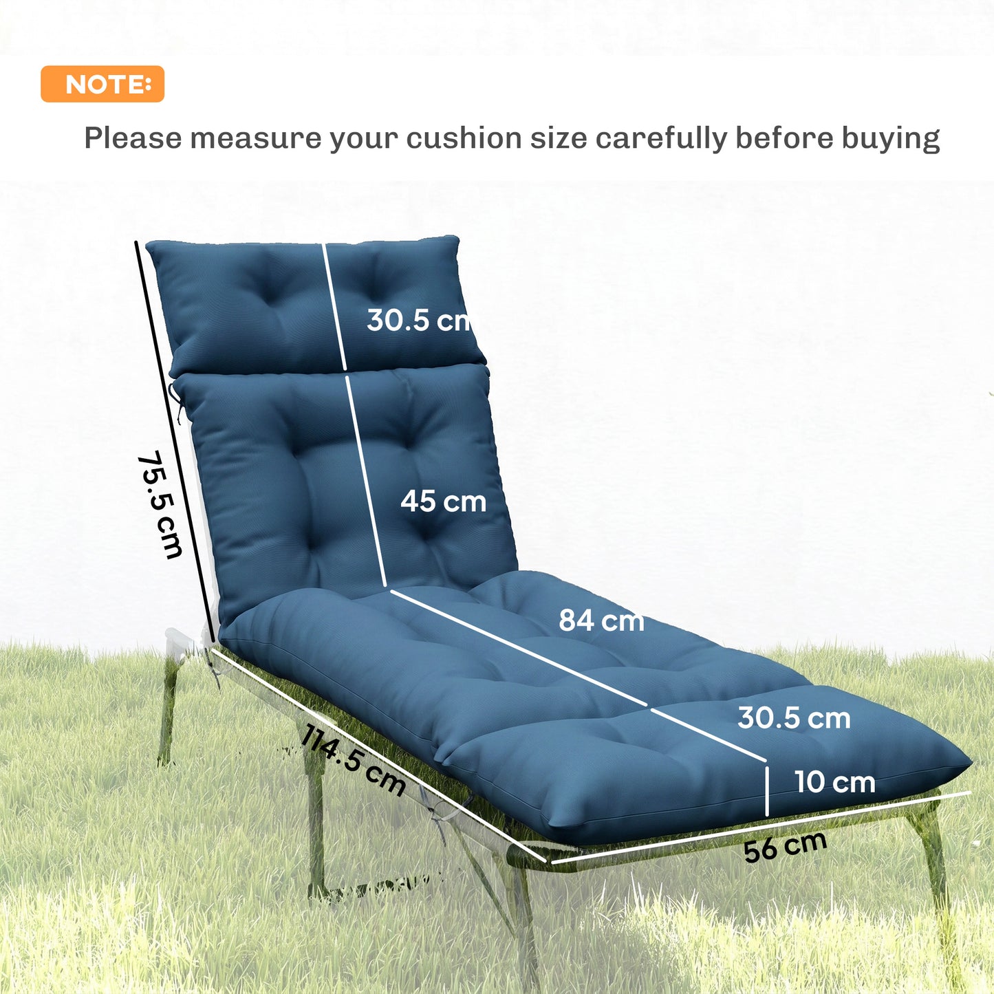 Set of Two 190 x 56cm Sun Lounger Cushions
