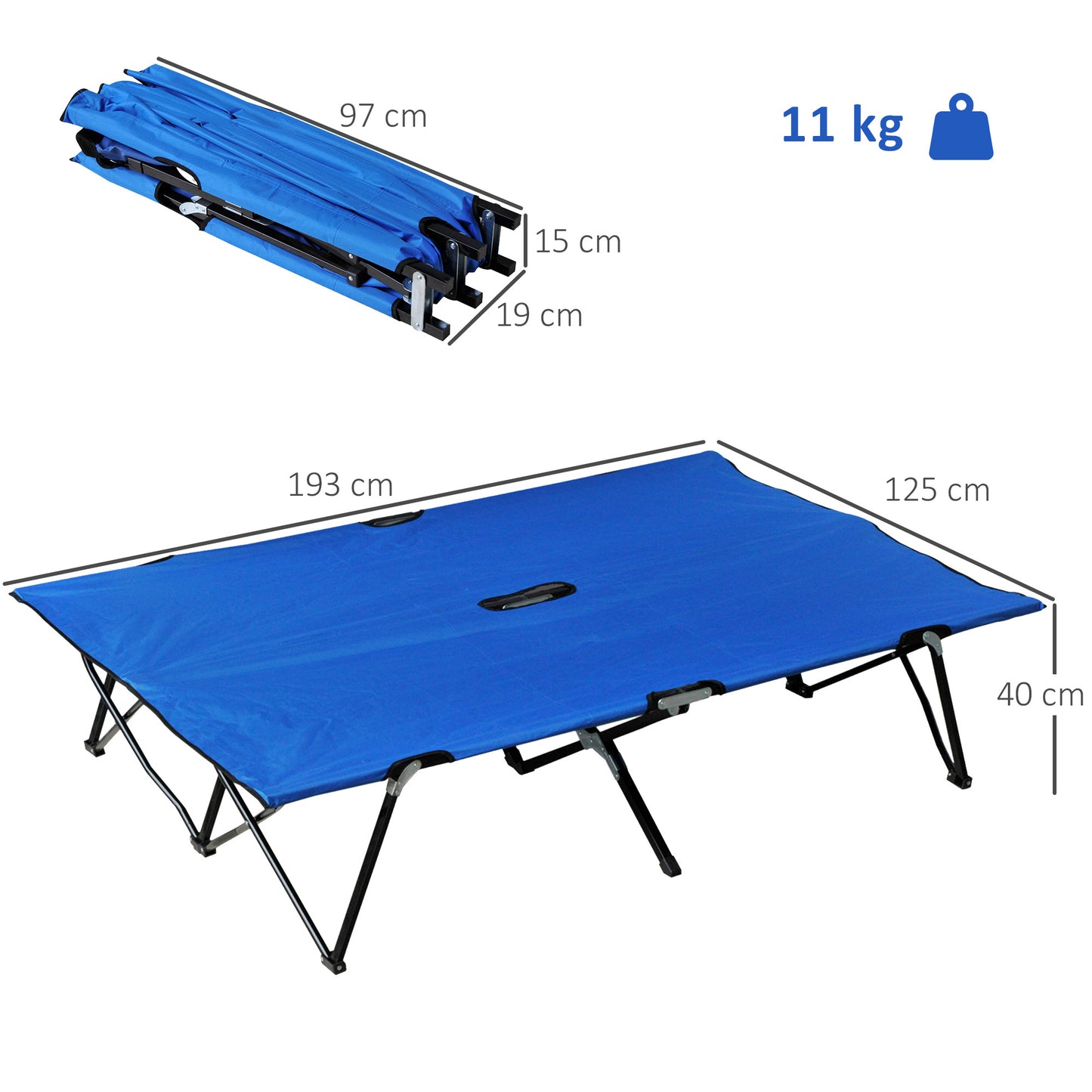 Double Camping Cot Bed, with Bag
