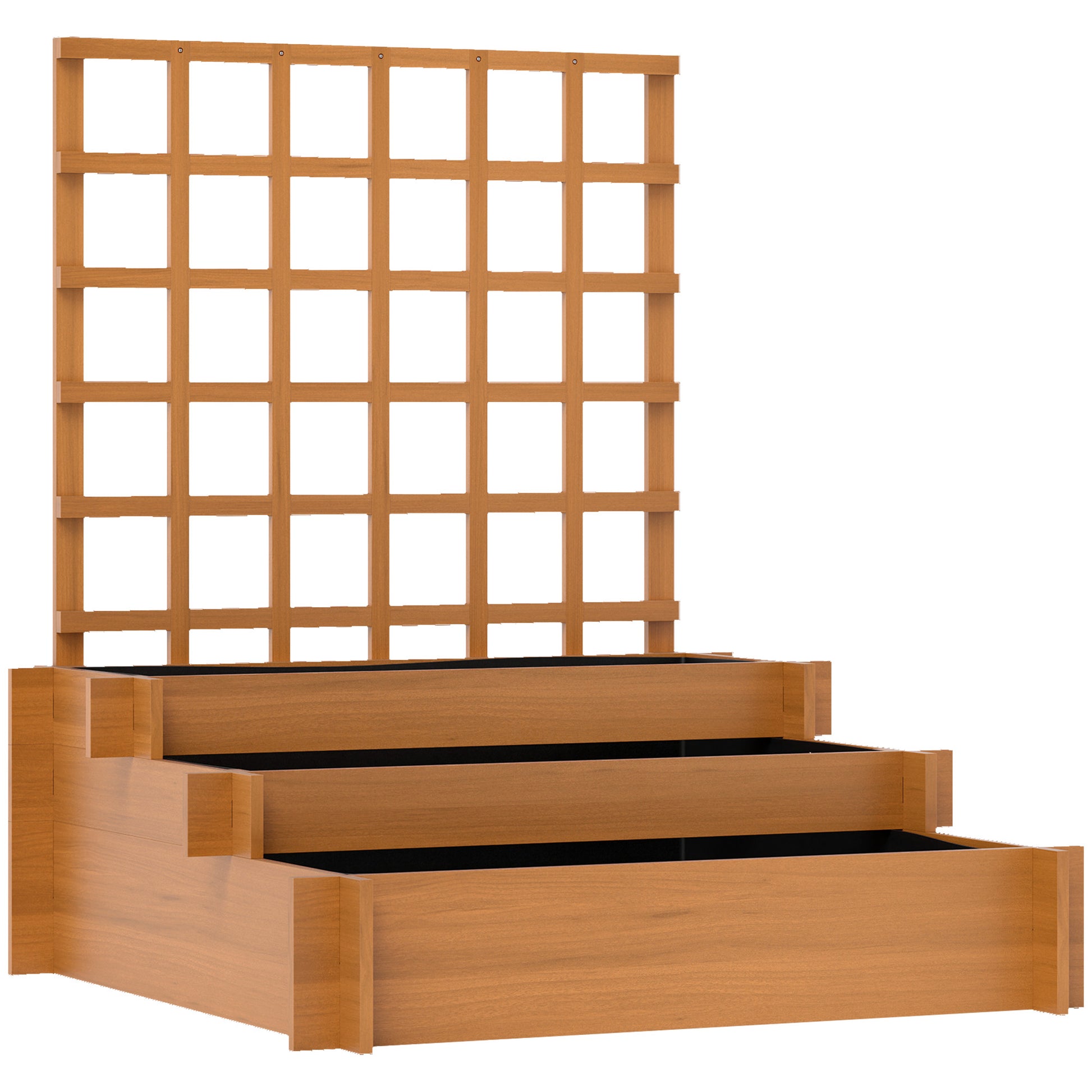 3 Tier Garden Planters with Trellis for Vine Climbing (1)