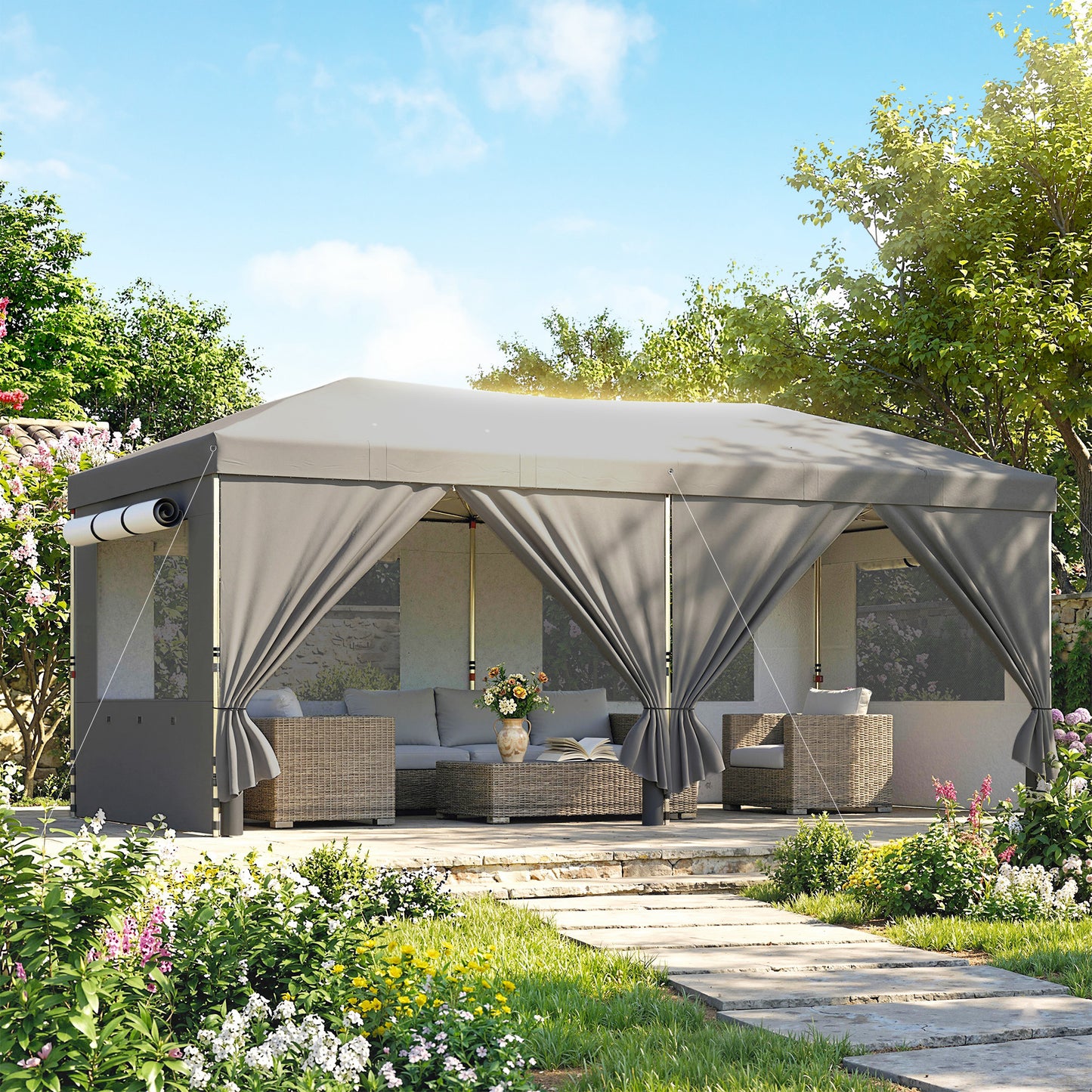 3 x 6 m Pop Up Canopy with UV50+ Protection Garden Gazebo