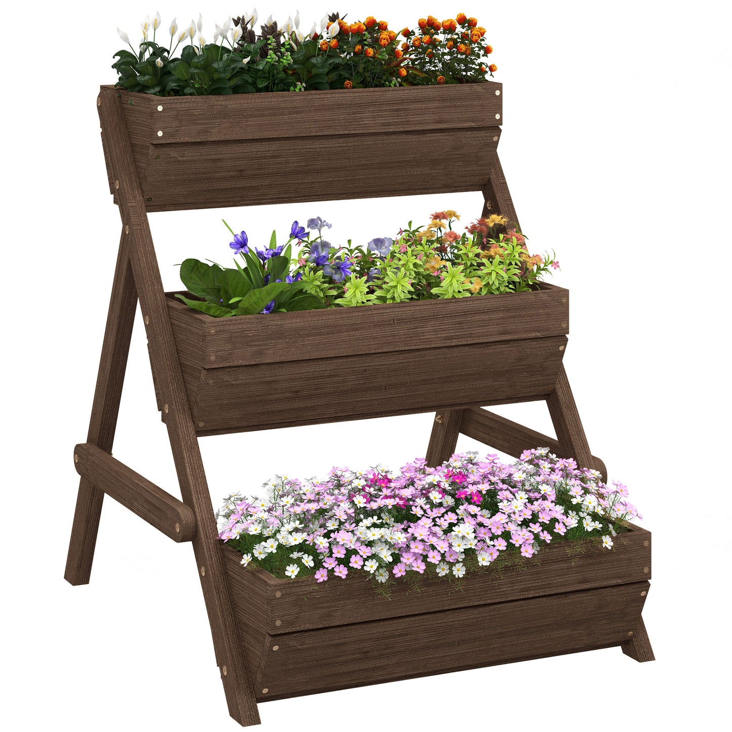 3 Tier Raised Garden Bed Wooden Elevated Planter Box Kit