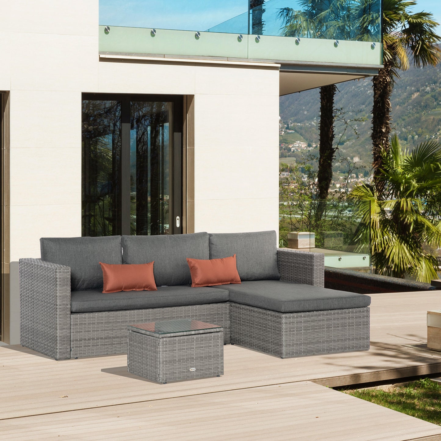 3 Pieces Outdoor PE Rattan Sofa Set