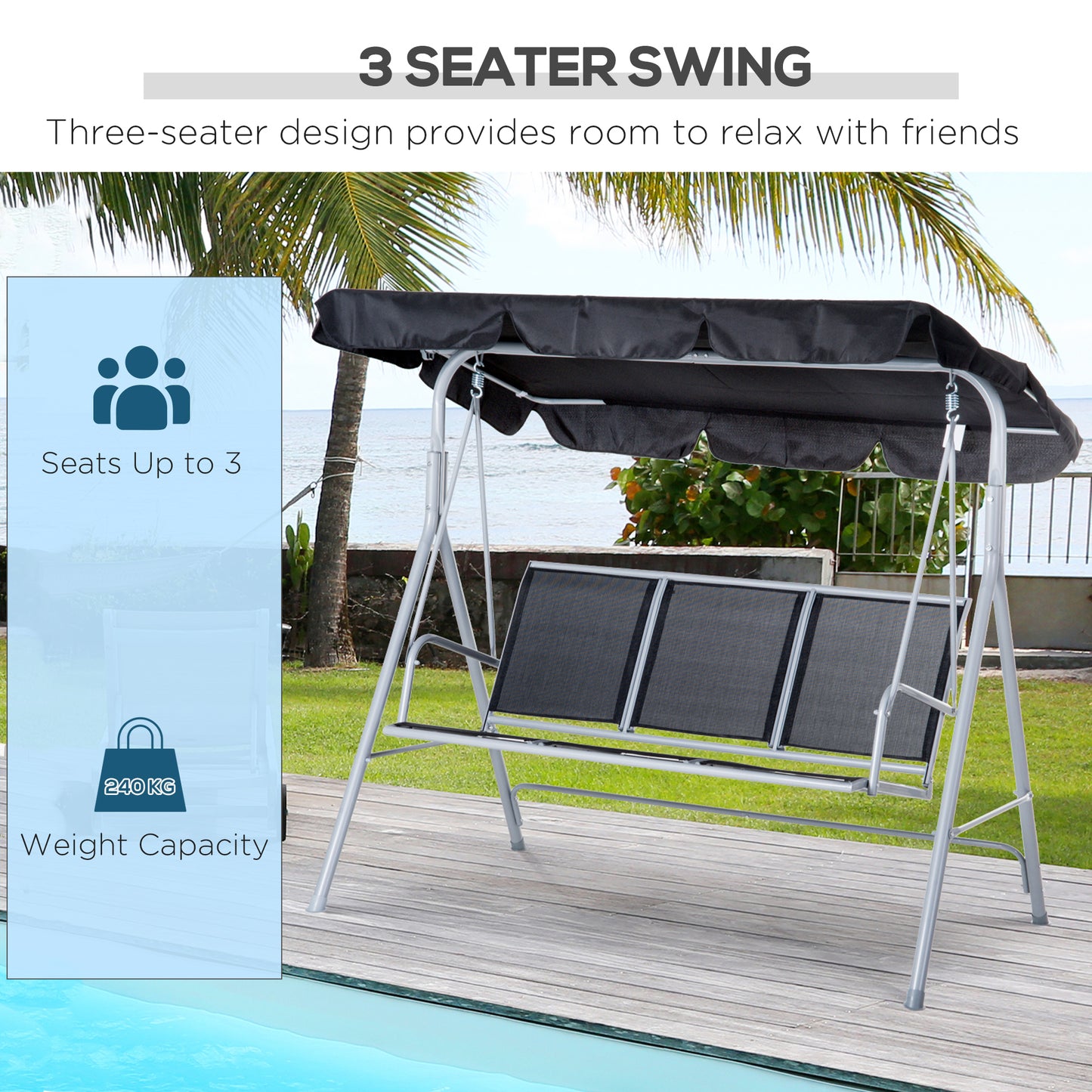 Outdoor 3-Seater Swing Chair