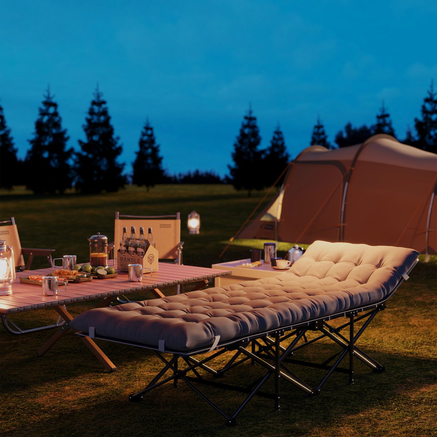 68cm Wide Folding Bed, Camping Cot for Adults with Mattress
