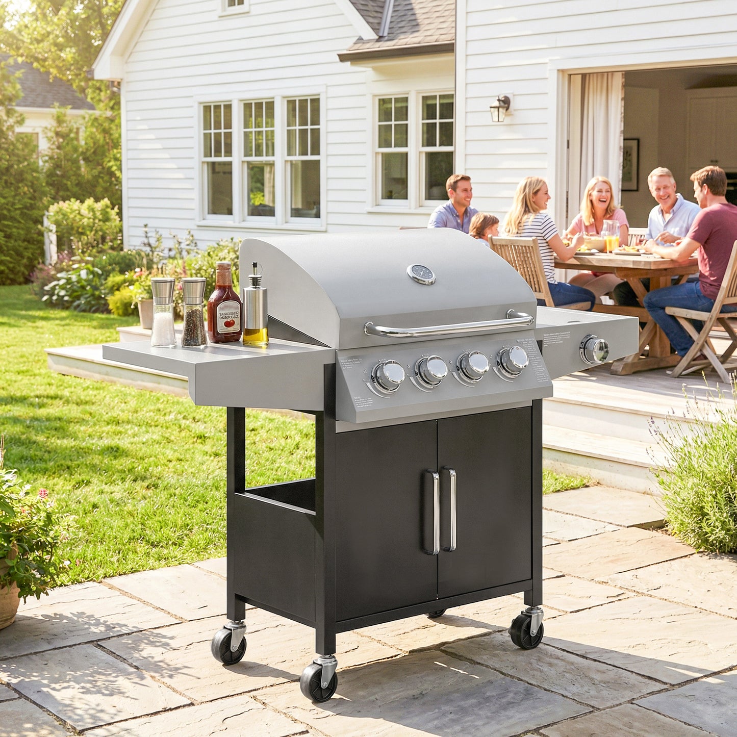 4+1 Burner Gas BBQ Grill with Side Burner