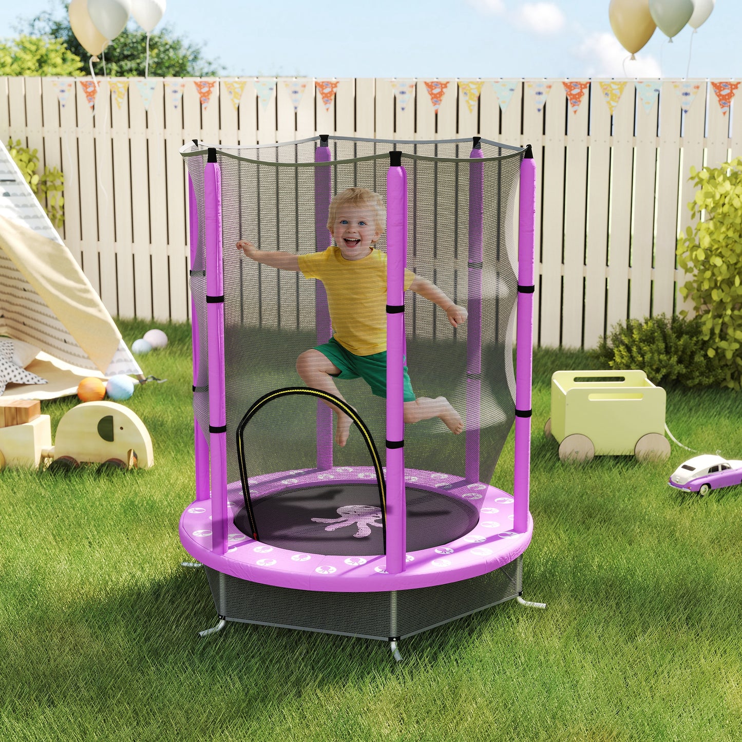 4.6ft Toddler Trampoline w/ Safety Enclosure Net