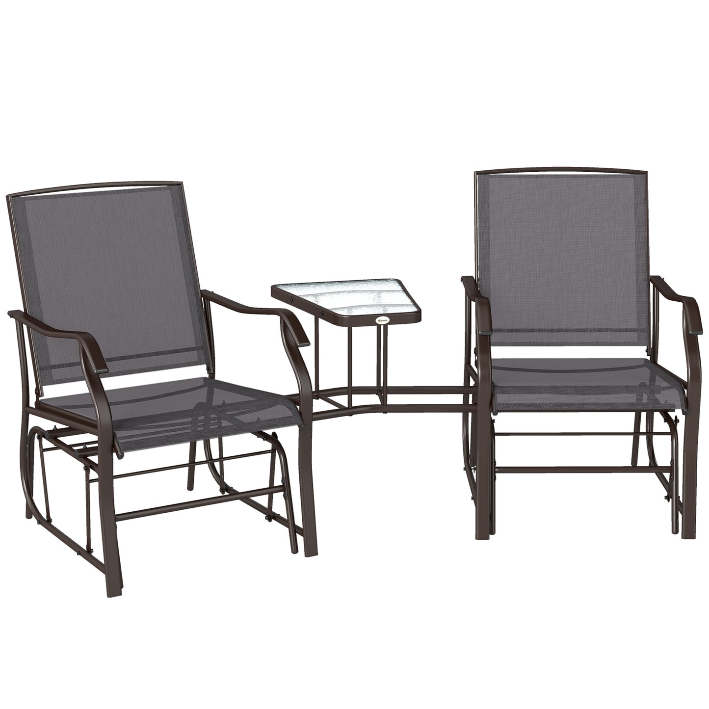 Gliding Jack and Jill Seat, with Glass-Top Table - Brown/Grey