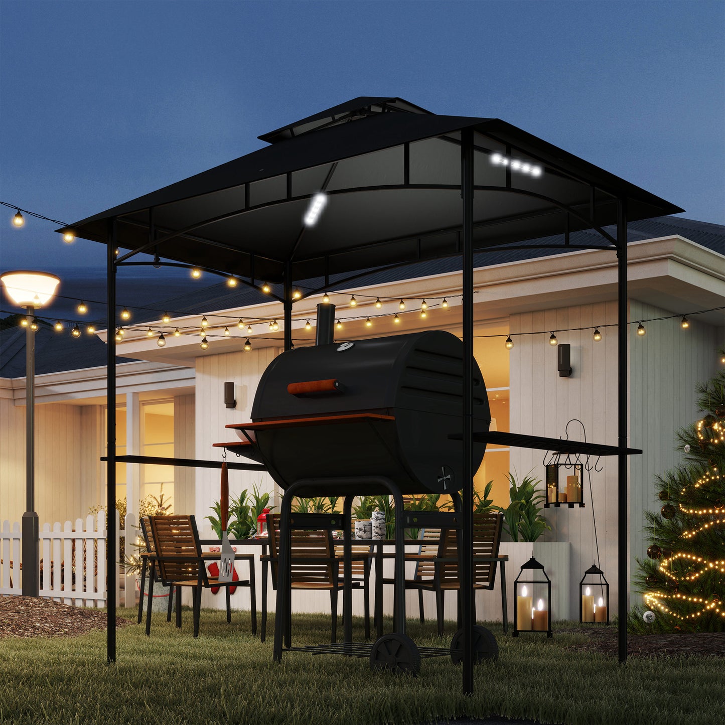 8' x 5' Grill Gazebo, Double Tiered BBQ Gazebo Shelter Canopy
