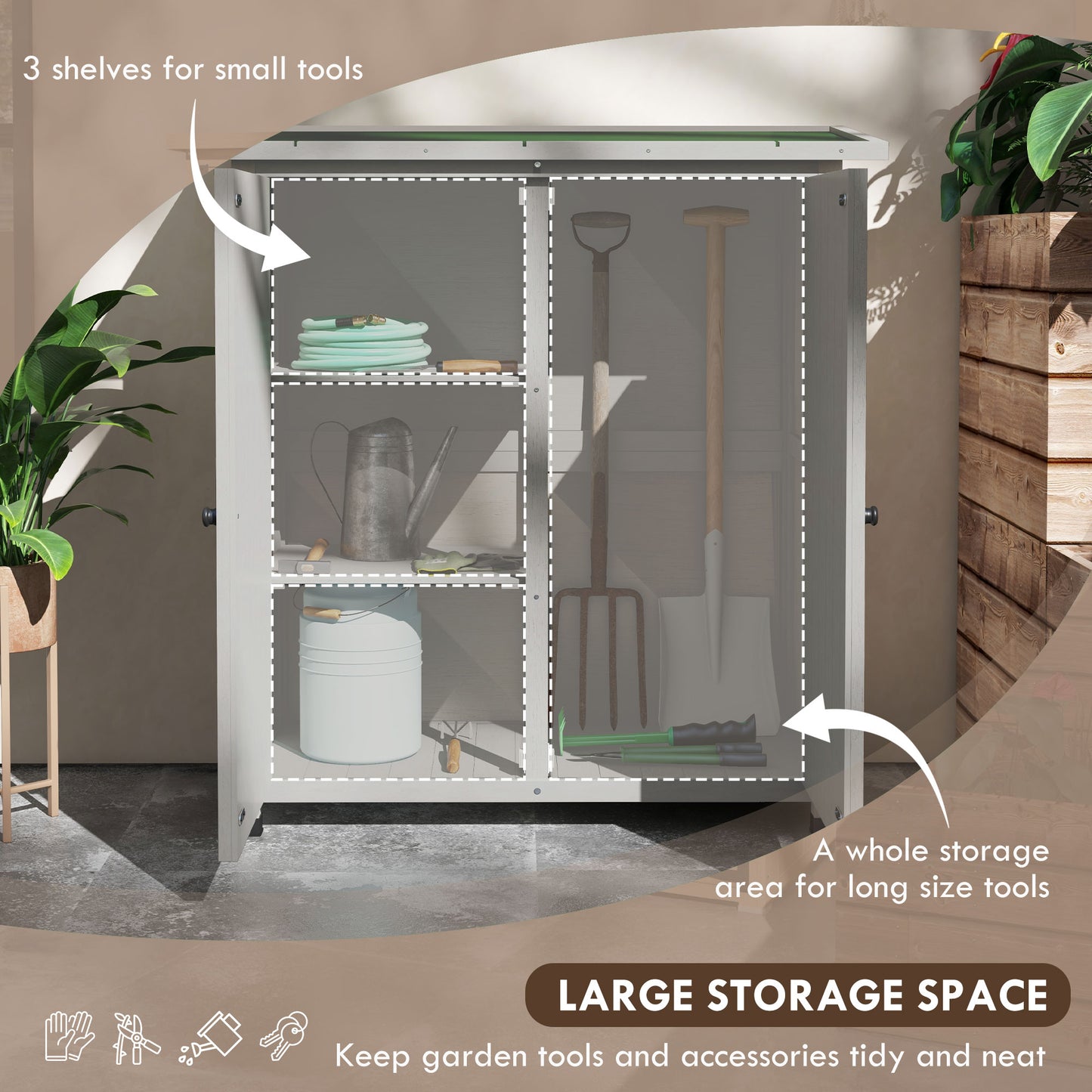 46.5 x 97cm Compact Wooden Storage Shed
