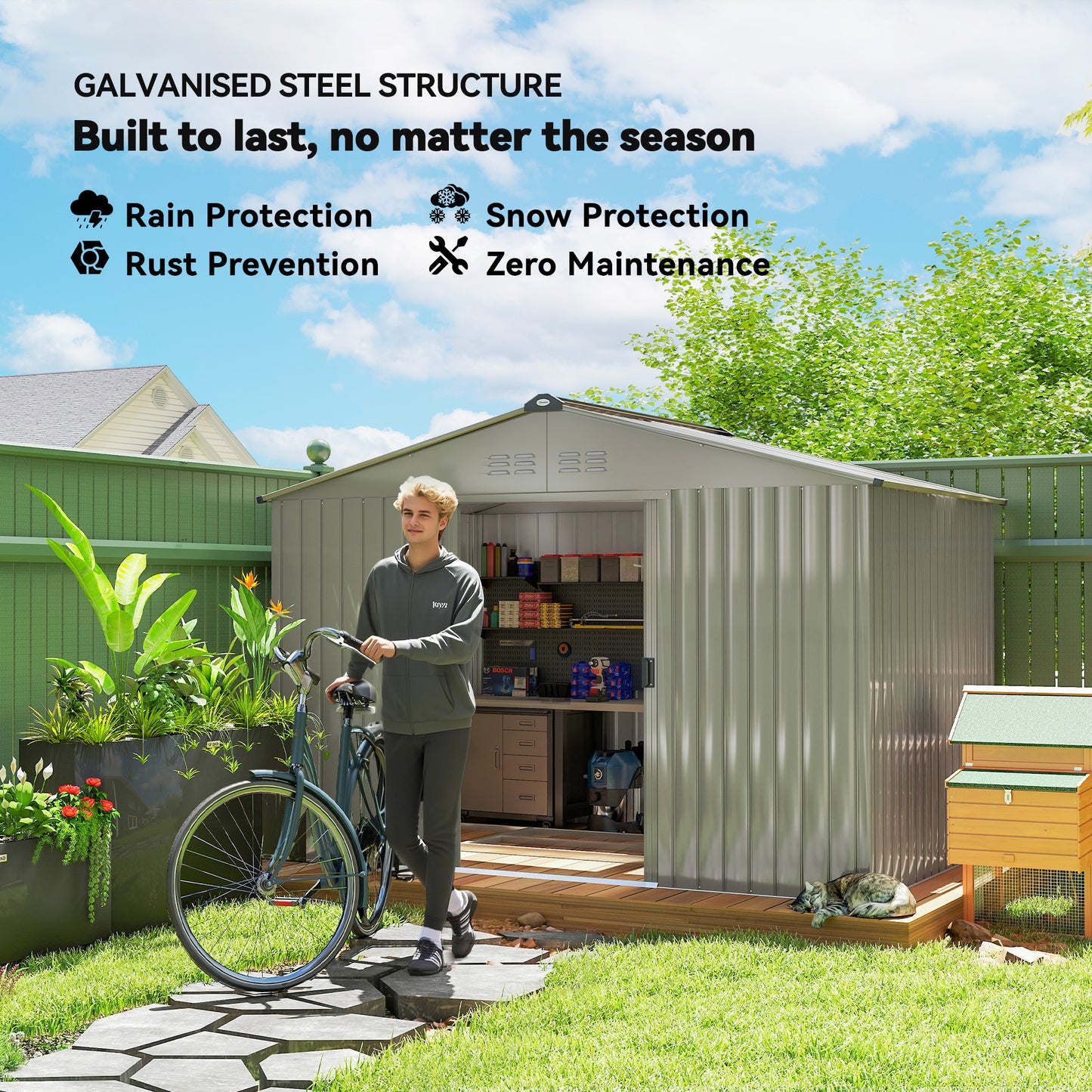 Garden Storage Shed, Metal Outdoor Storage Shed House