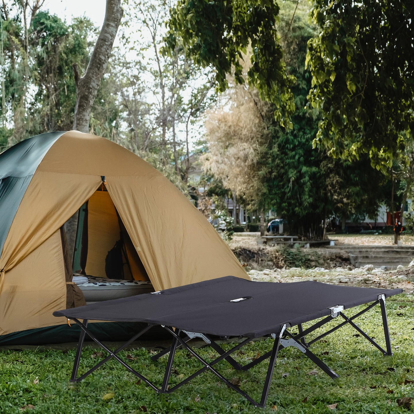 Double Camping Cot Bed, with Bag