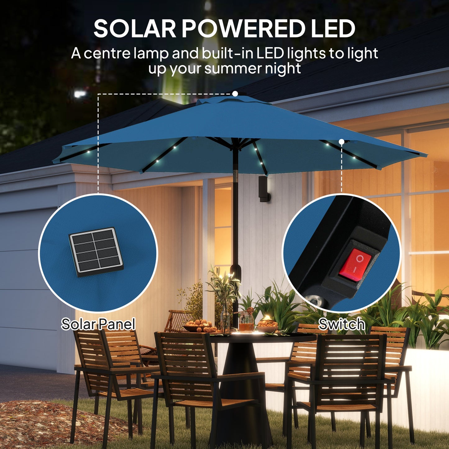 2.7m LED Light Parasol Umbrella