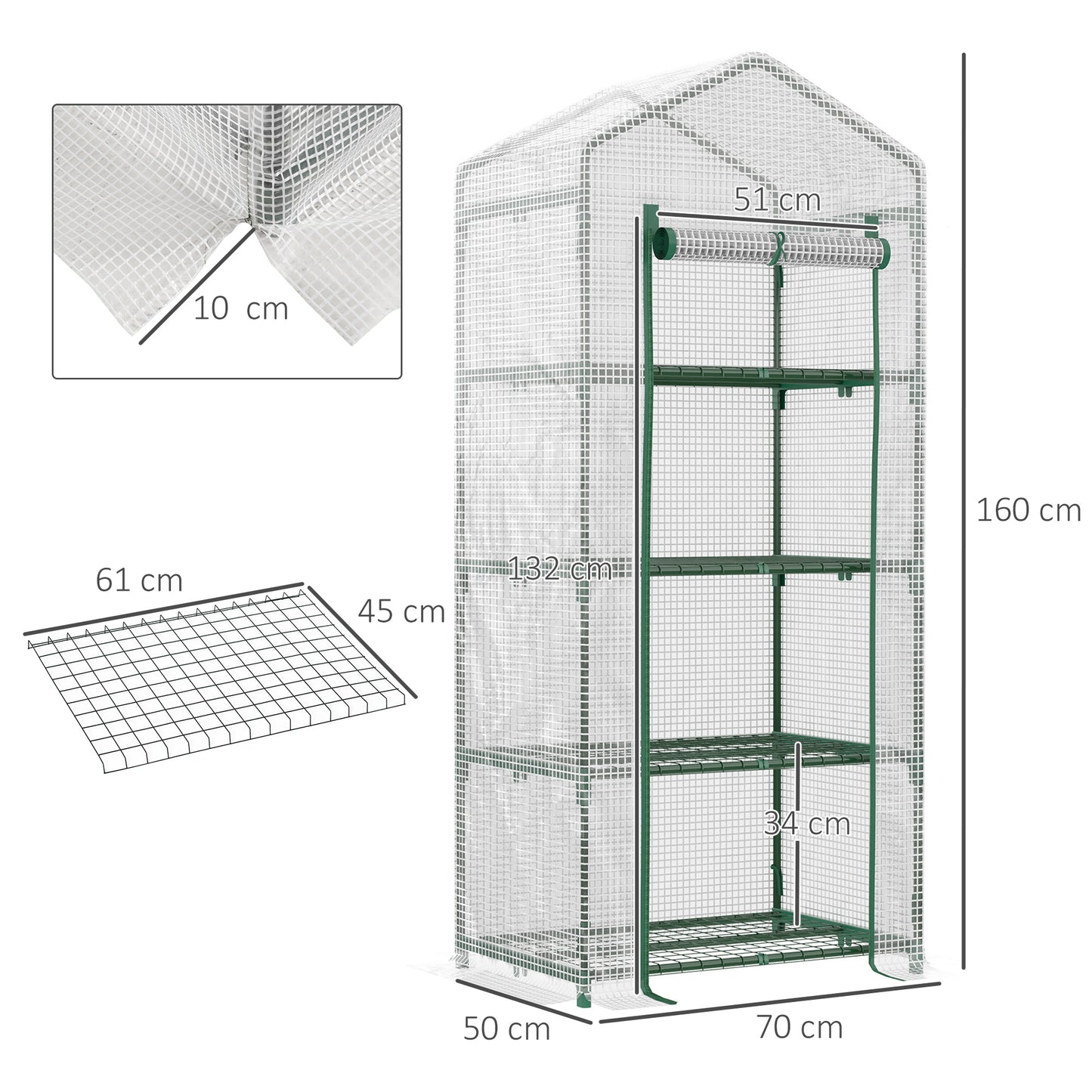 4 Tier Mini Greenhouse, Portable Compact Green House
