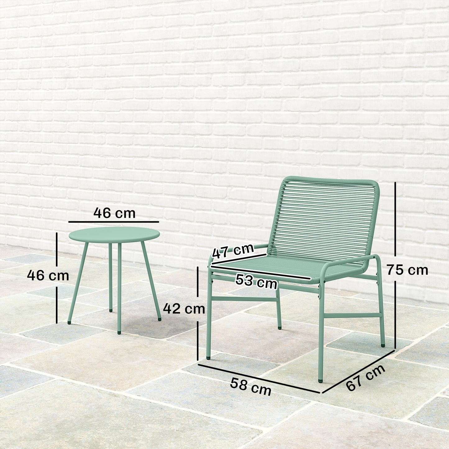 3 Piece Rattan Bistro Set, Outdoor Garden Furniture Set
