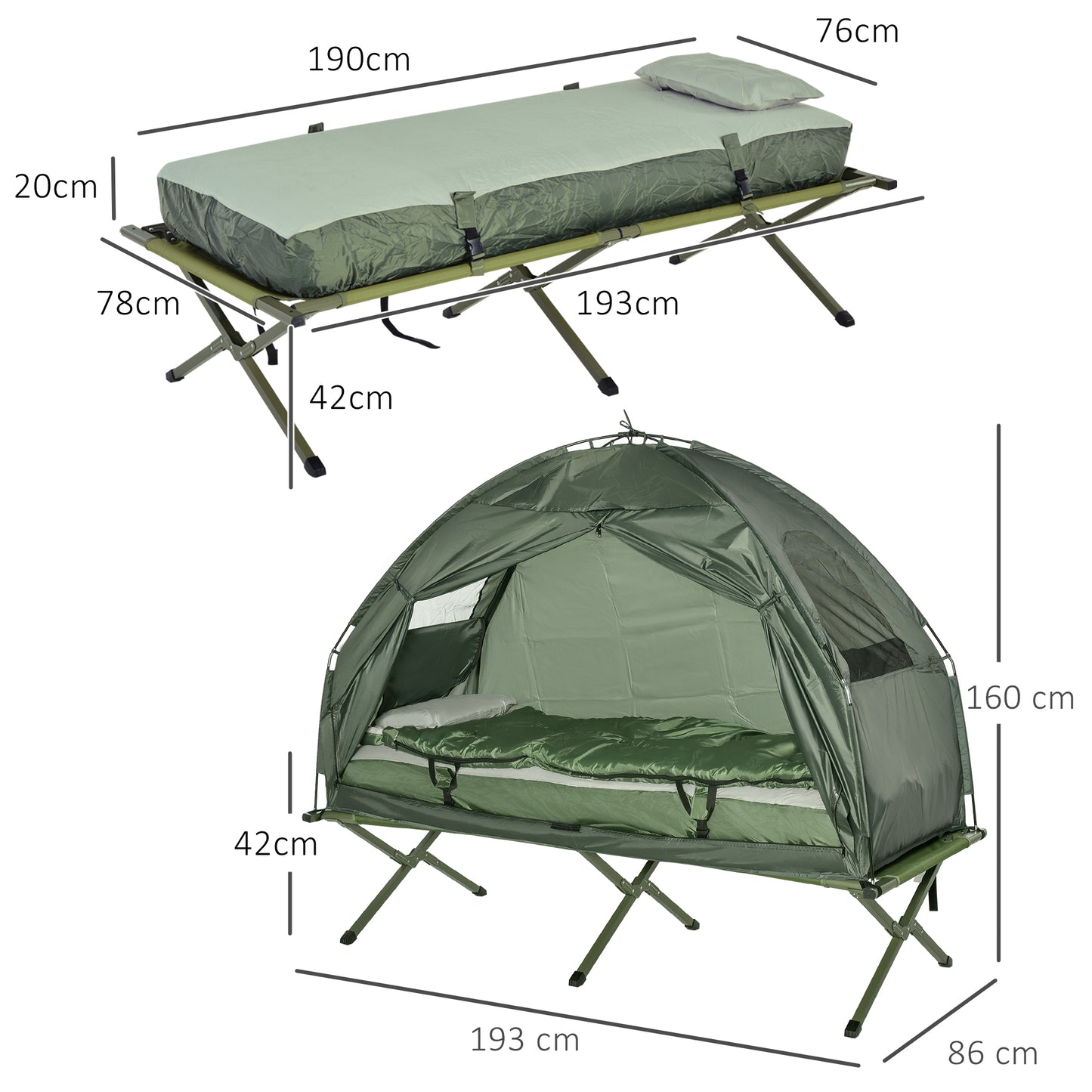 1 person Foldable Camping Tent w/Sleeping Bag Air Mattress Outdoor