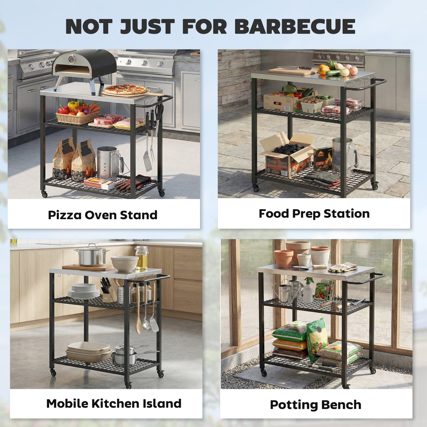 Outdoor Grill Cart with Stainless Steel Tabletop (2)