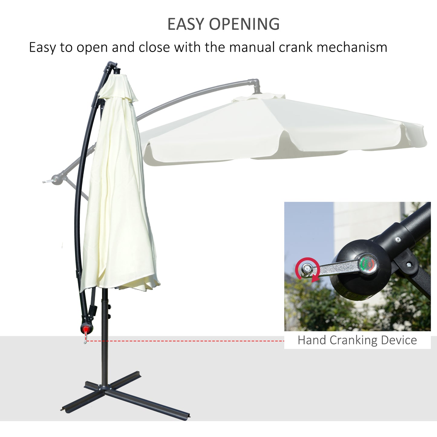 2.7m Garden Banana Parasol Cantilever Umbrella with Crank Handle