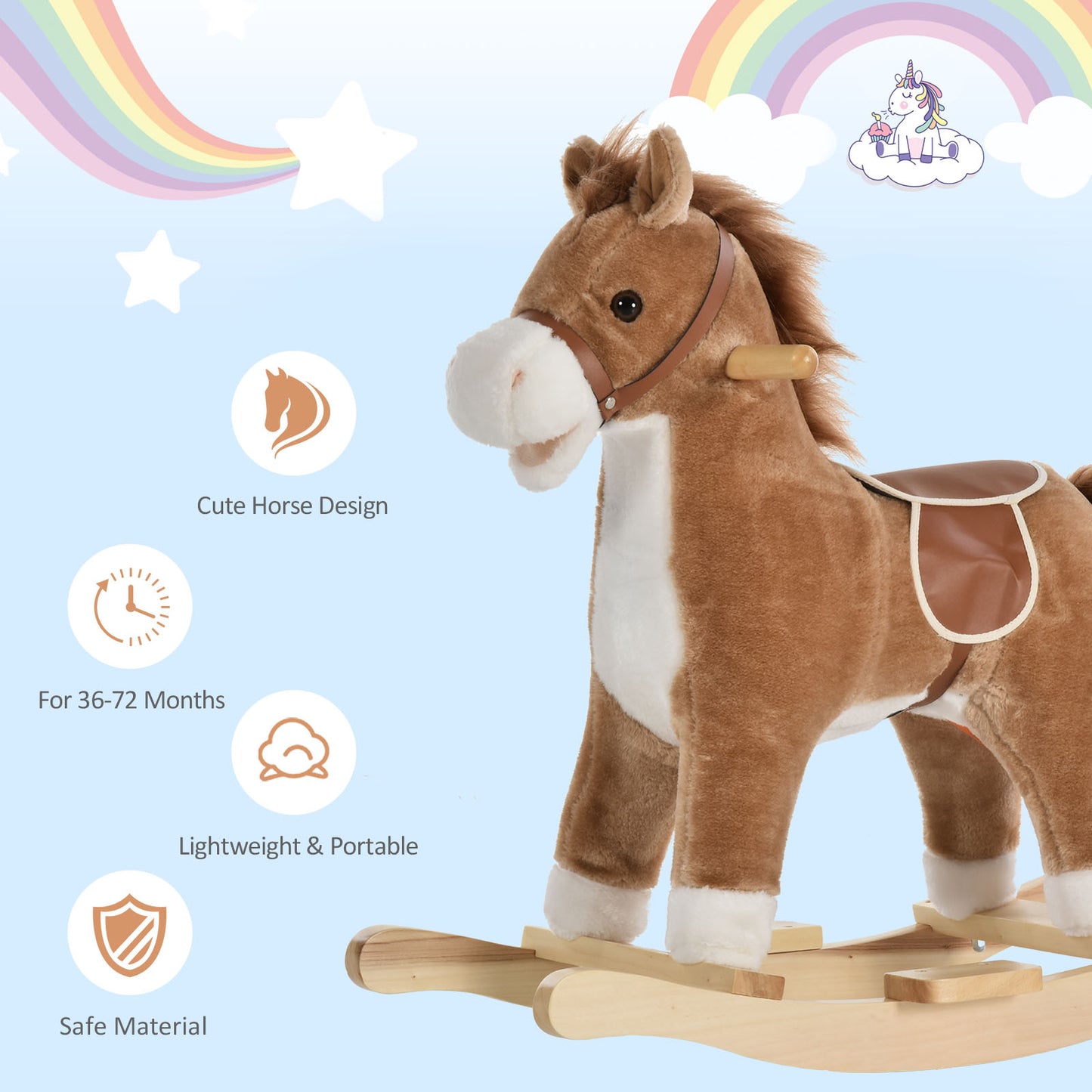 Kids Classic Rocking Horse, with Moving Mouth, Neighing Sounds