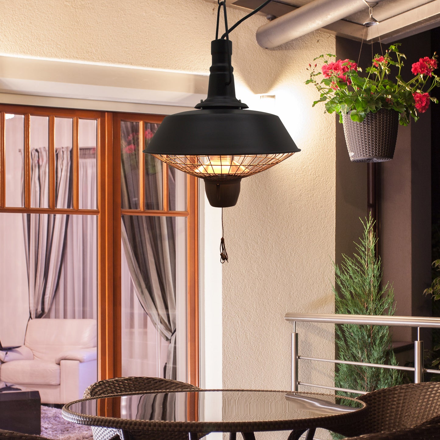 2100W Outdoor Ceiling Mounted Halogen Electric Heater Hanging Patio
