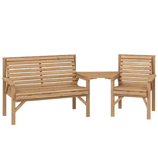 Wooden Garden Furniture Set , 1 Chair, 1 Bench and Detachable Table