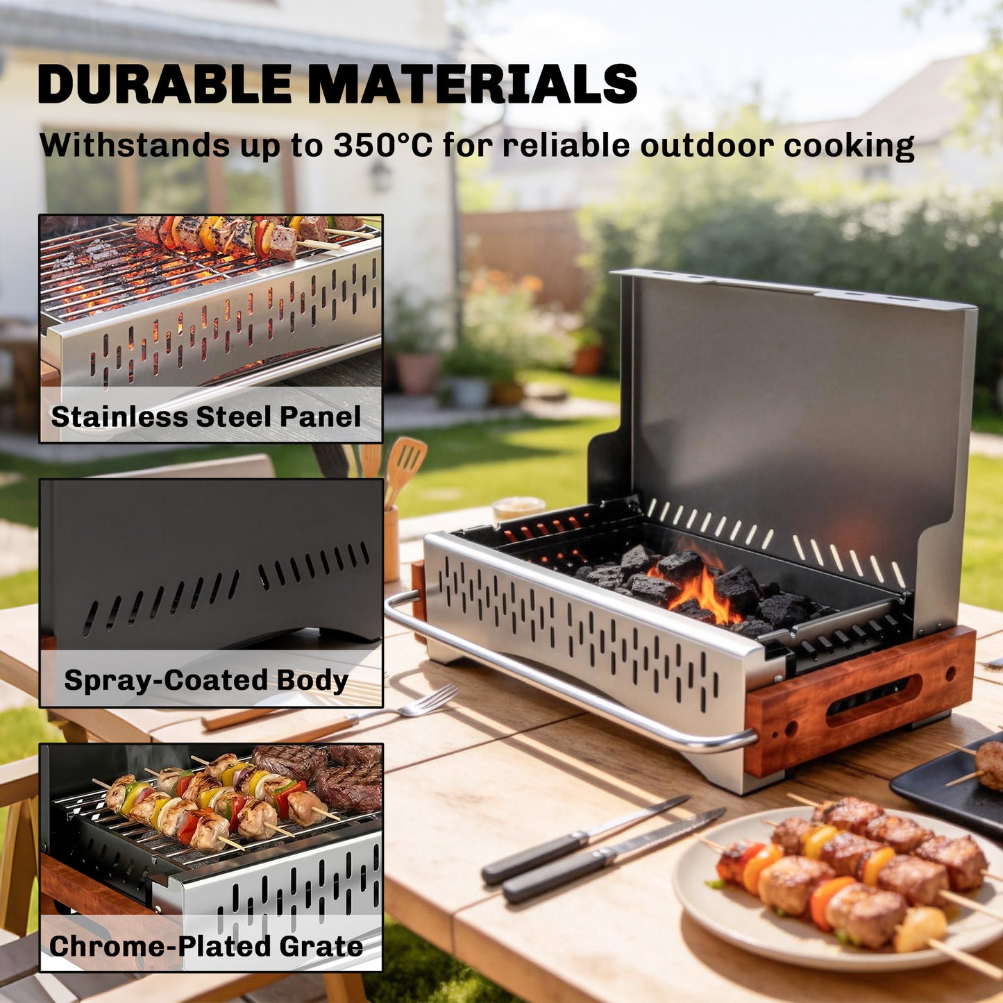Portable BBQ Grill, Folding Charcoal Barbecue Grill